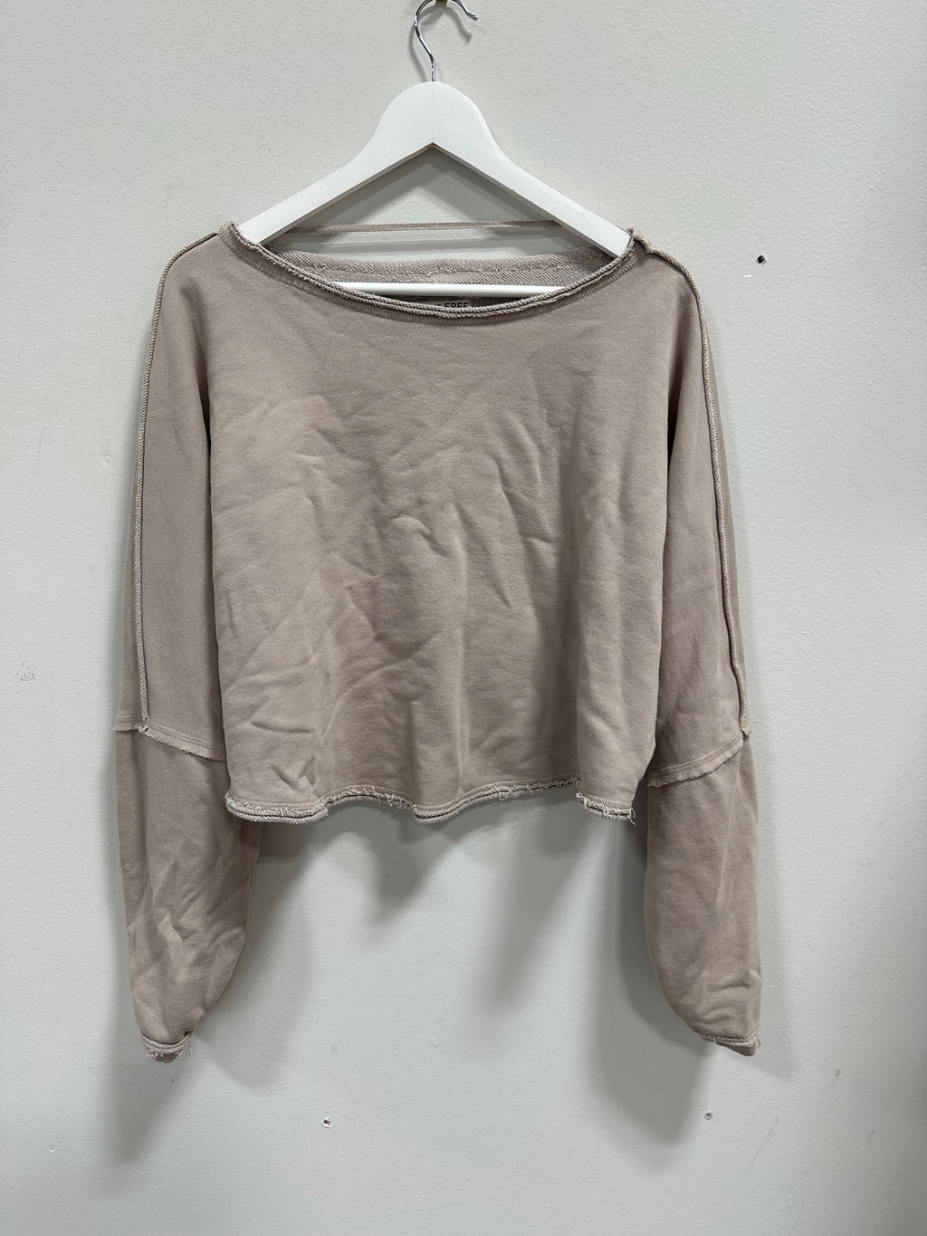 We The Free "to the east" Cropped Sweatshirt Taupe Large