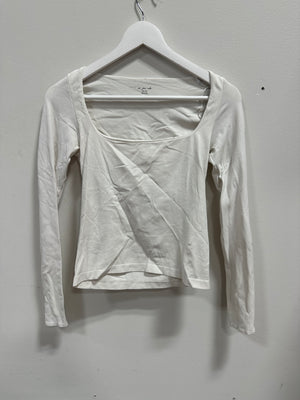 Urban Outfitters Out From Under Ruby Square Neck Cropped Long Sleeve Ivory S/M