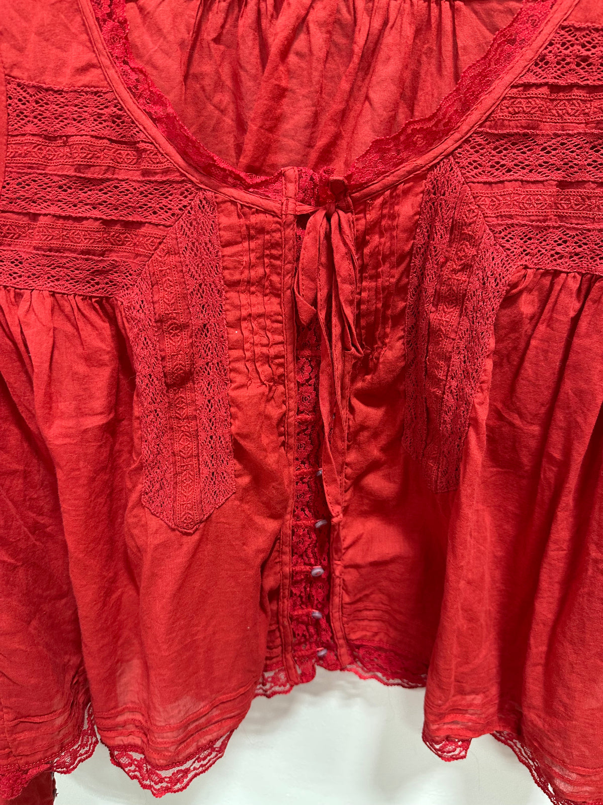 Free People Forevermore Long-Sleeve Boho Blouse Syrah Red Size L