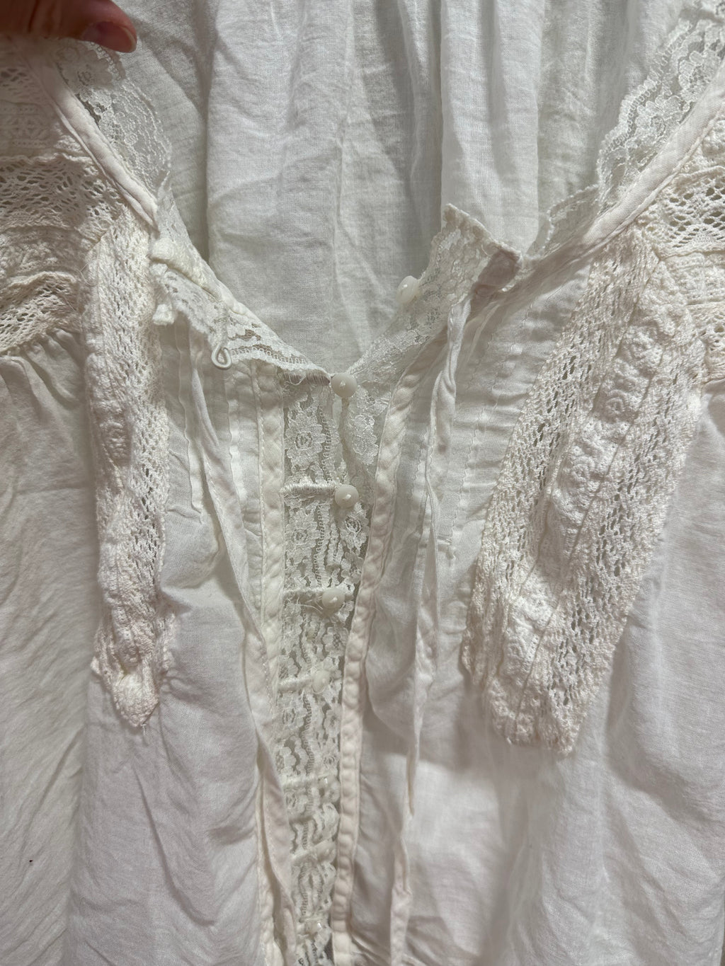 Free People Forevermore Long-Sleeve Boho Blouse Ivory White Size L