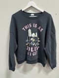 Peanuts Snoopy This Is As Jolly As I Get Christmas Holiday Sweatshirt Charcoal Gray XXL