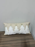 Vibhsa Tufted Embroidered Christmas Tree Lumbar Decorative Pillow Beige 14x30