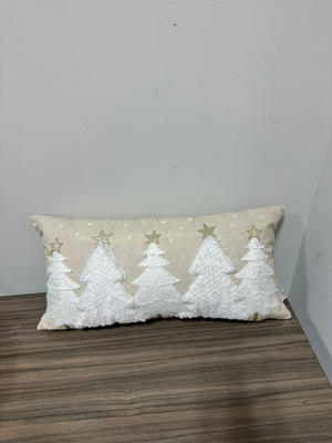 Vibhsa Tufted Embroidered Christmas Tree Lumbar Decorative Pillow Beige 14x30
