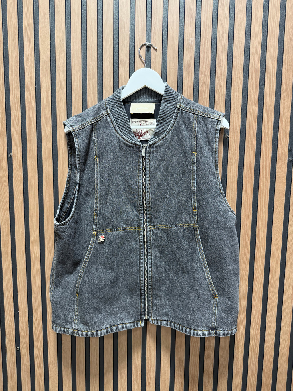 FiveFourFive Zip Denim Vest Sz M