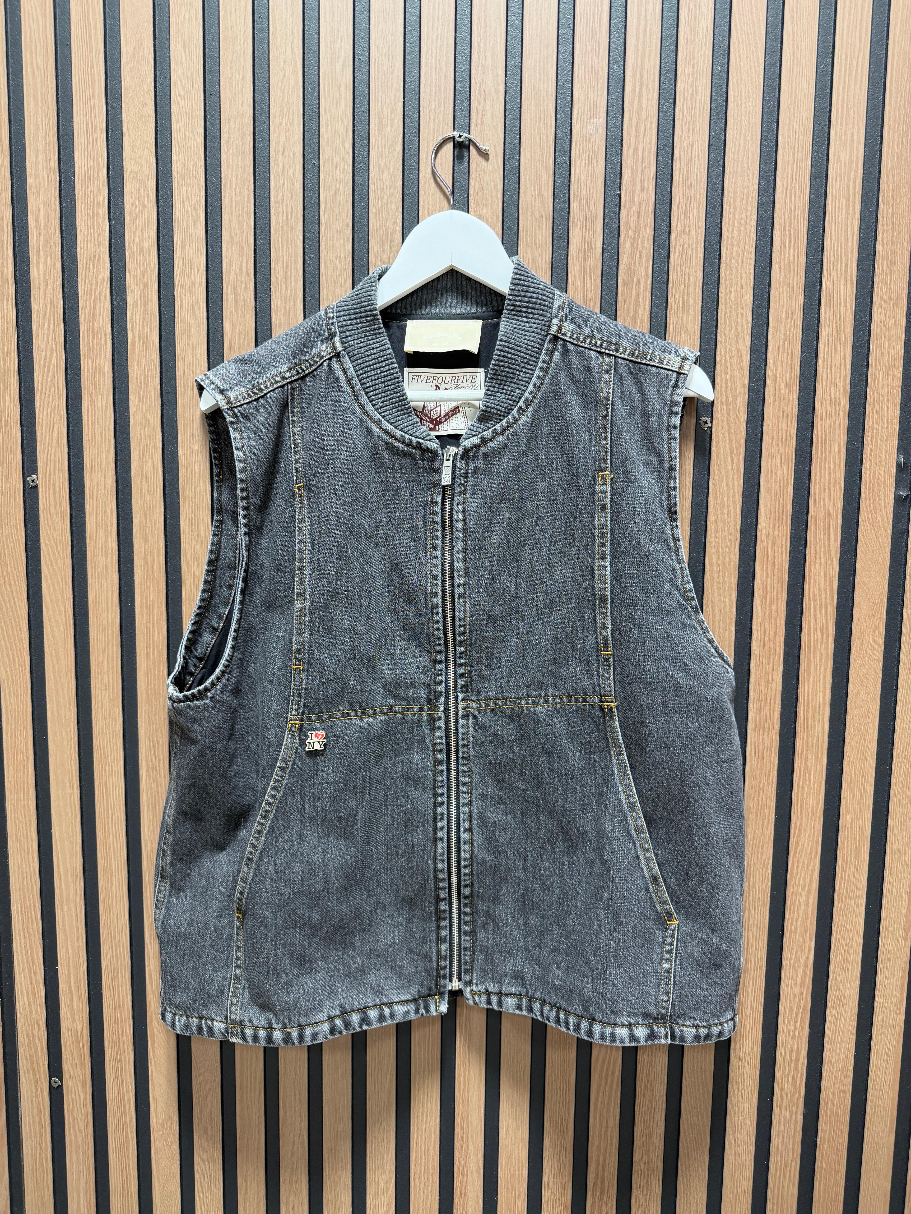 FiveFourFive Zip Denim Vest Sz M