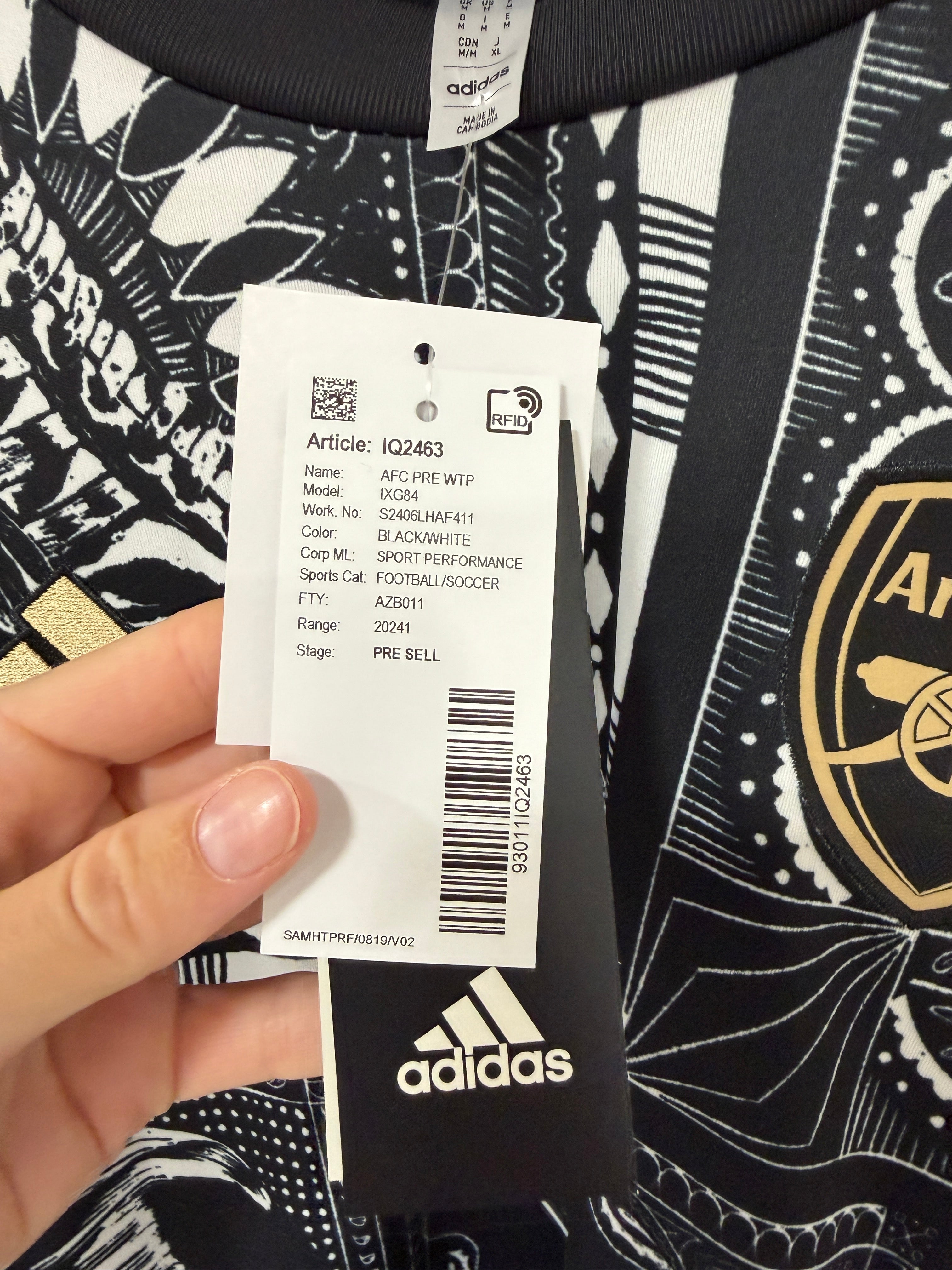 Adidas Arsenal FC Pre-Warm-Up Top – Black/White
