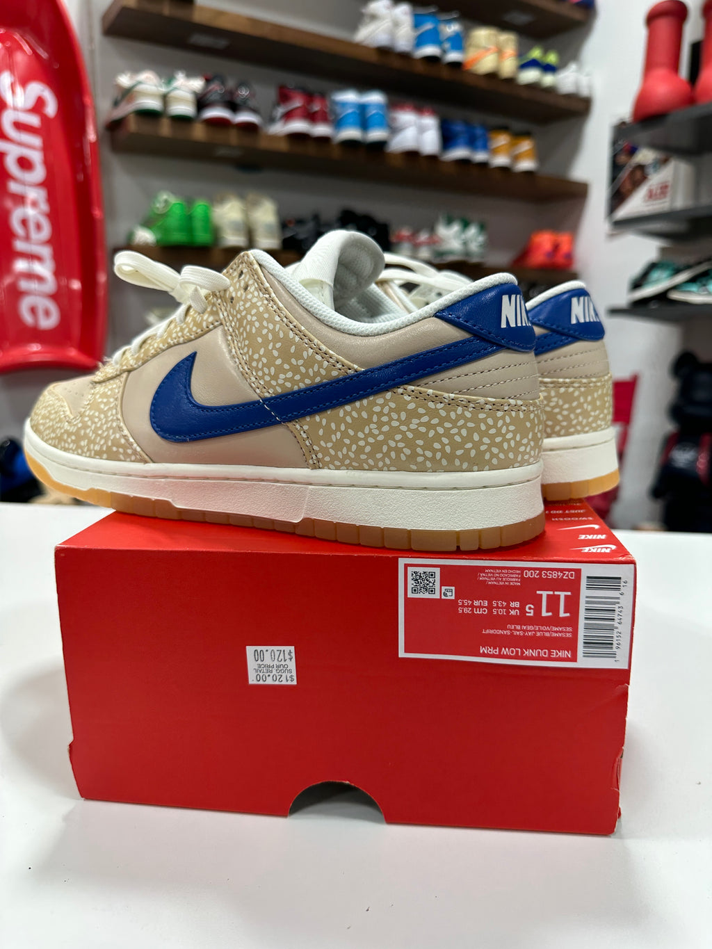 Nike Dunk Low Sesame Bagel Sz 11.5 Cut Box Top