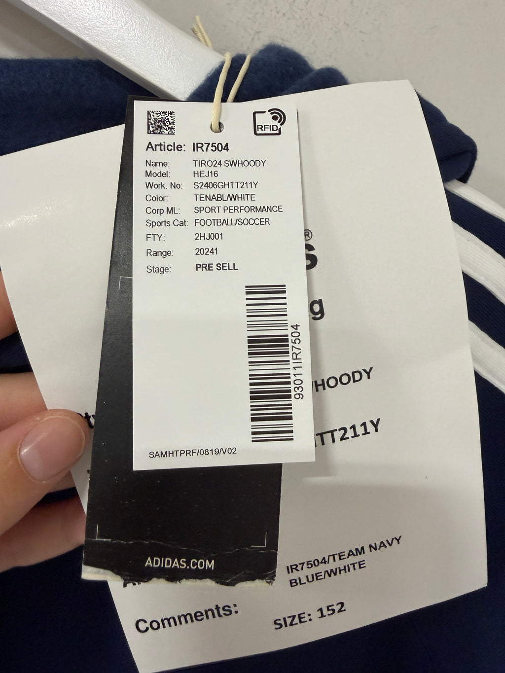 Tiro 24 Sweat Hoodie Kids Team Navy Blue/White