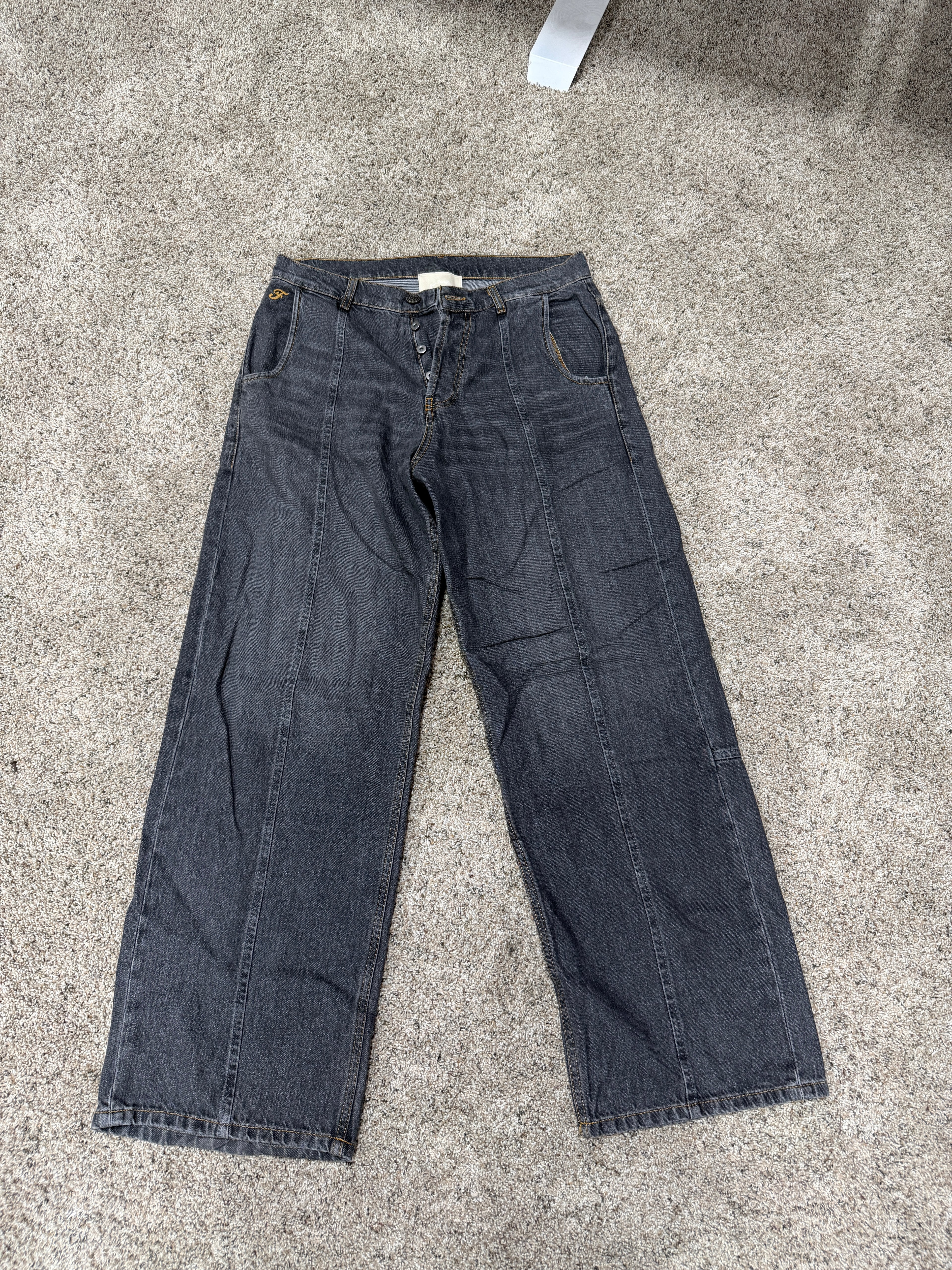 FiveFourFive Wide Leg Denim Black Sz M