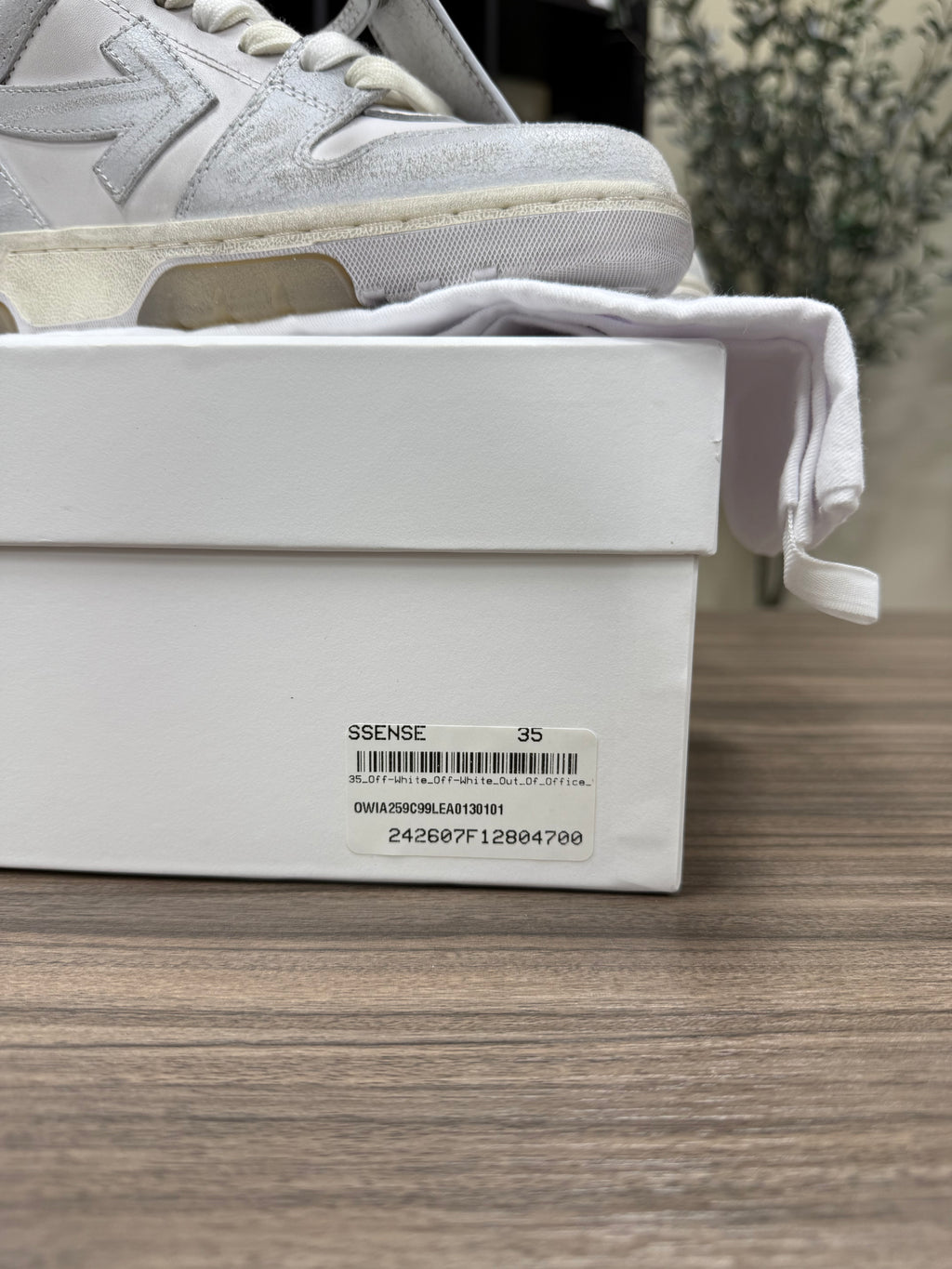 OFF-WHITE White Out Of Office Vintage Leather Sneakers Sz 5/5.5W