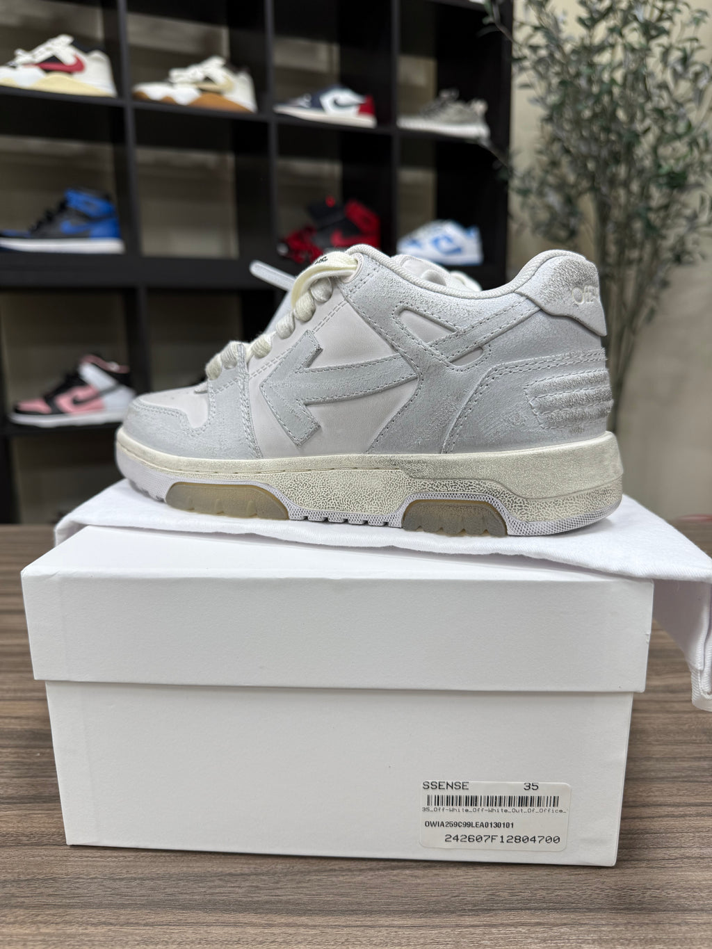 OFF-WHITE White Out Of Office Vintage Leather Sneakers Sz 5/5.5W