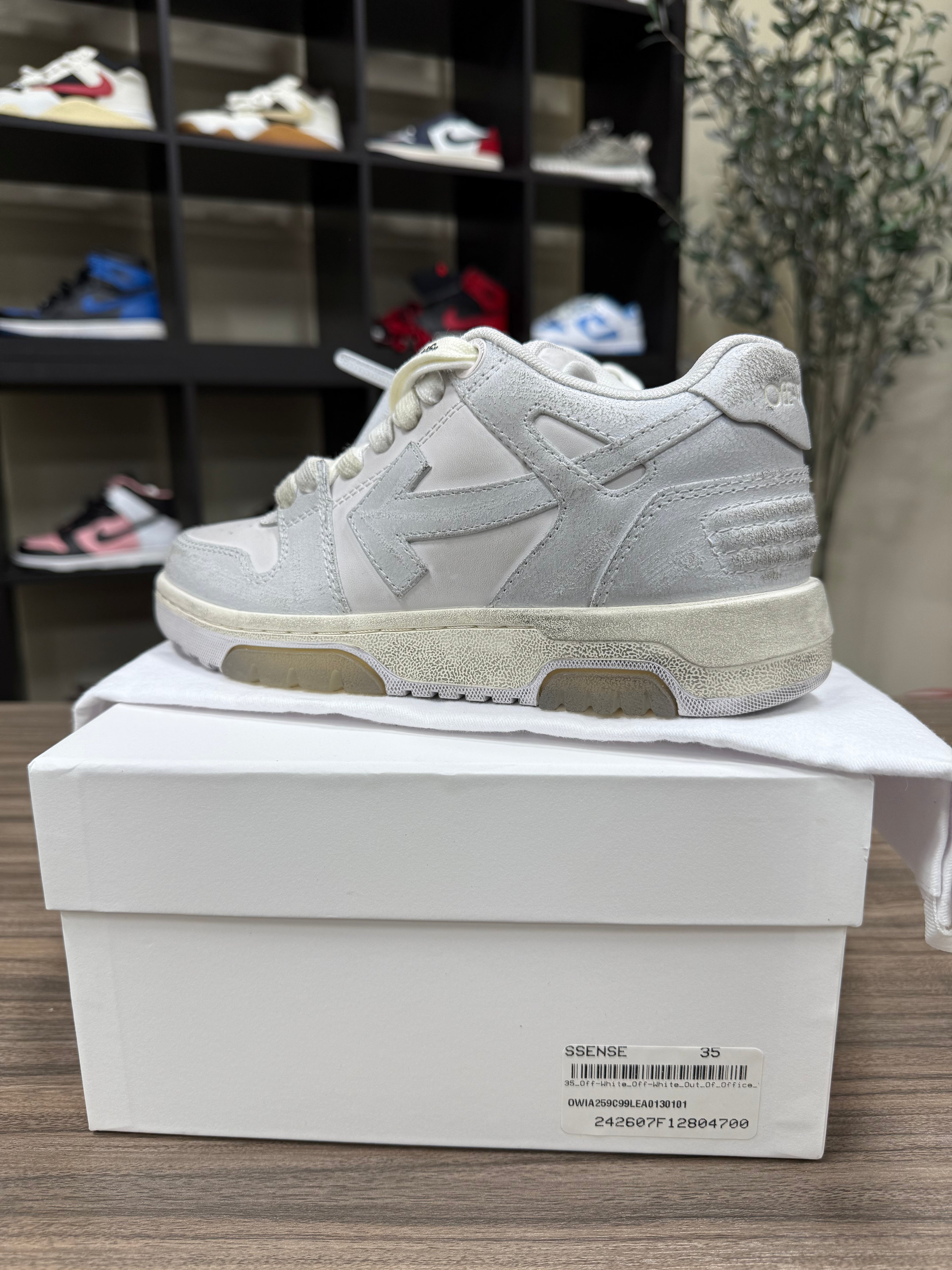 OFF-WHITE White Out Of Office Vintage Leather Sneakers Sz 5/5.5W