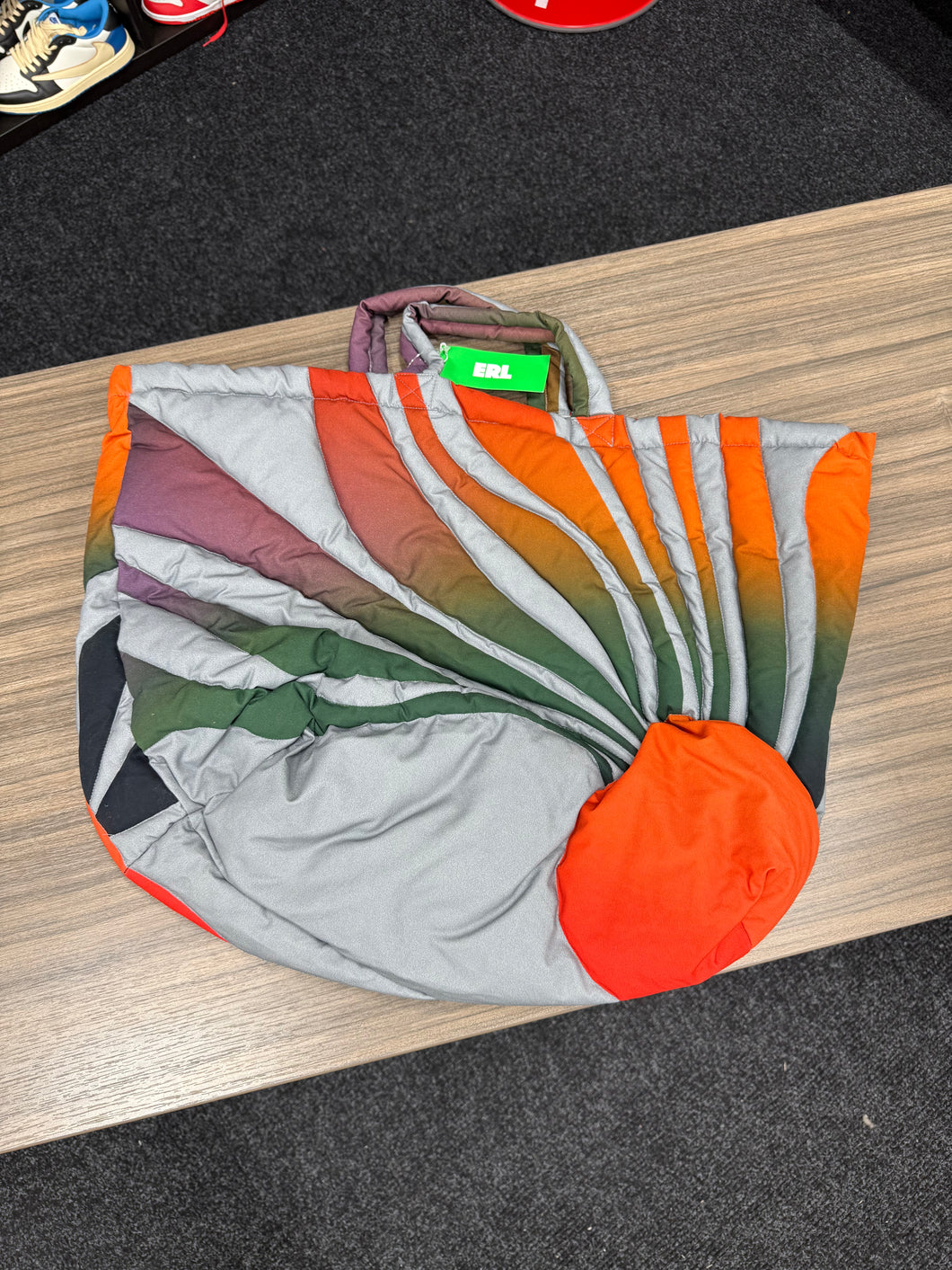 ERL Gray & Orange Sunset Puffer Tote