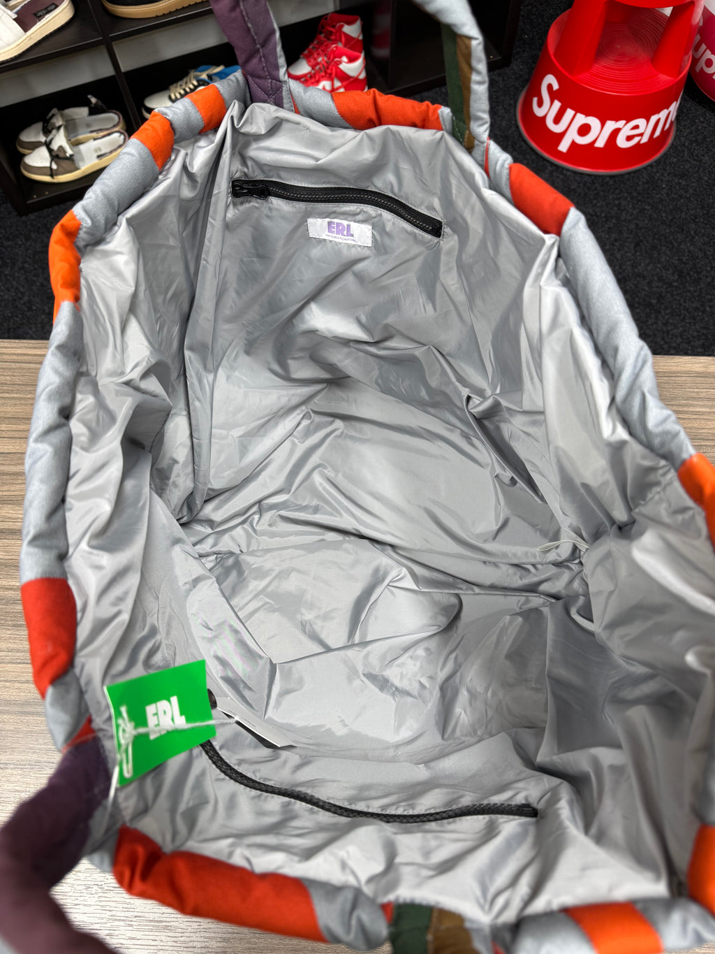 ERL Gray & Orange Sunset Puffer Tote