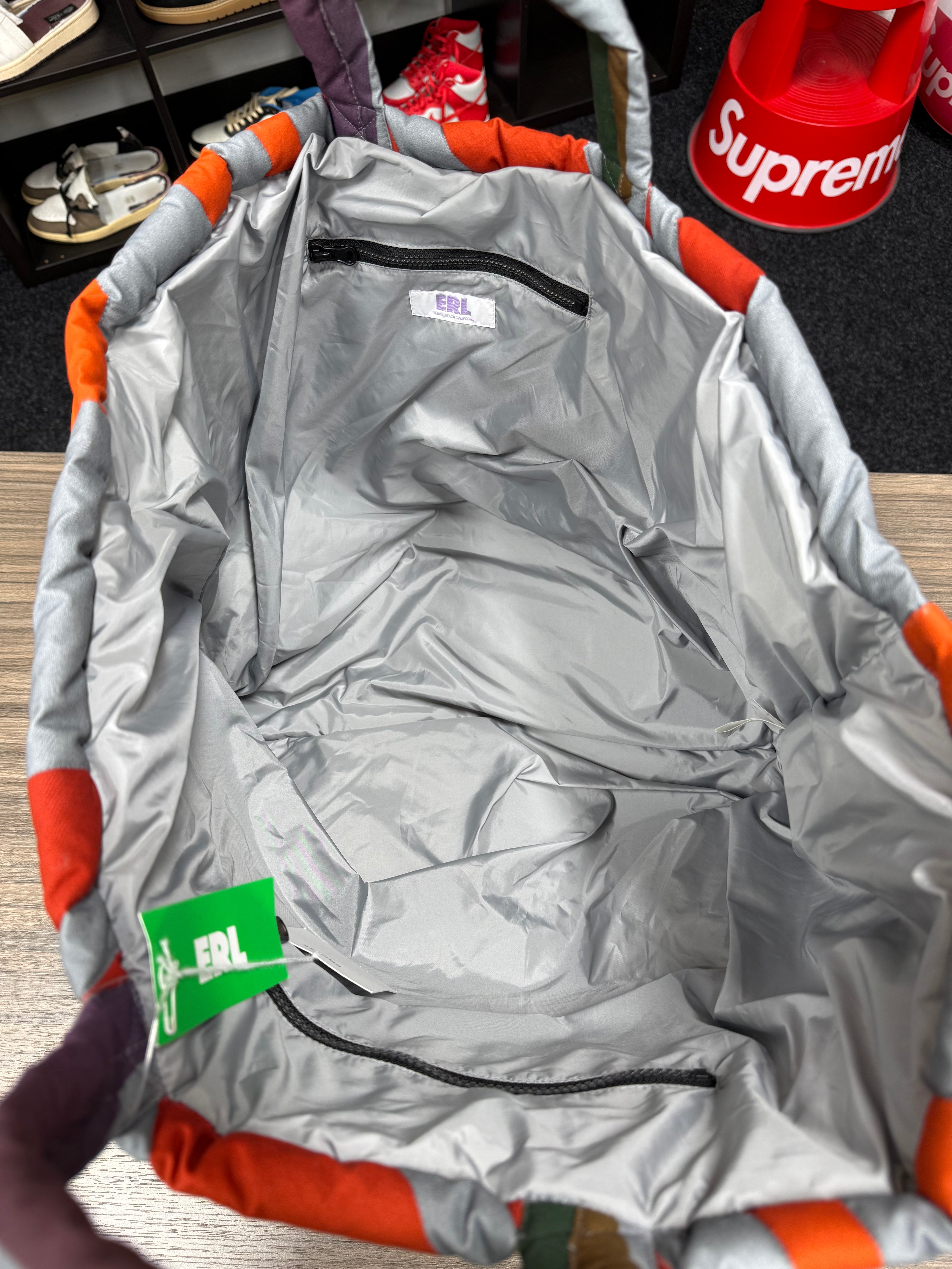 ERL Gray & Orange Sunset Puffer Tote