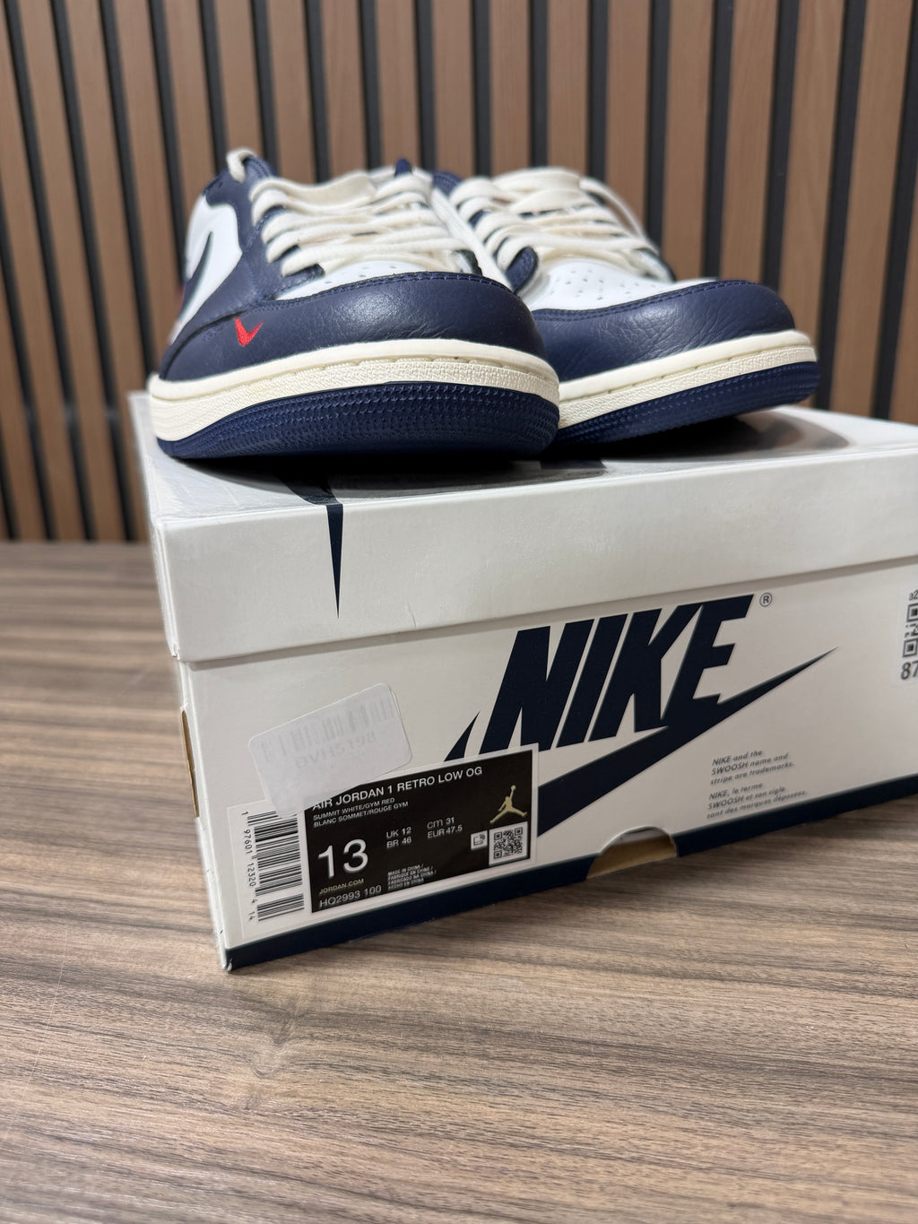 Nike Air Jordan 1 Low White/Navy/Red Sz 13