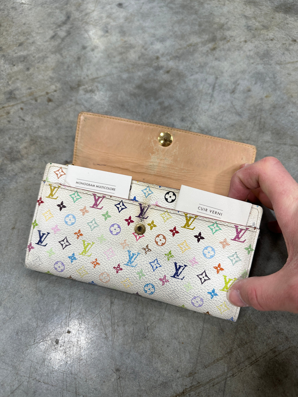 LOUIS VUITTON Monogram Multicolor Sarah Wallet White