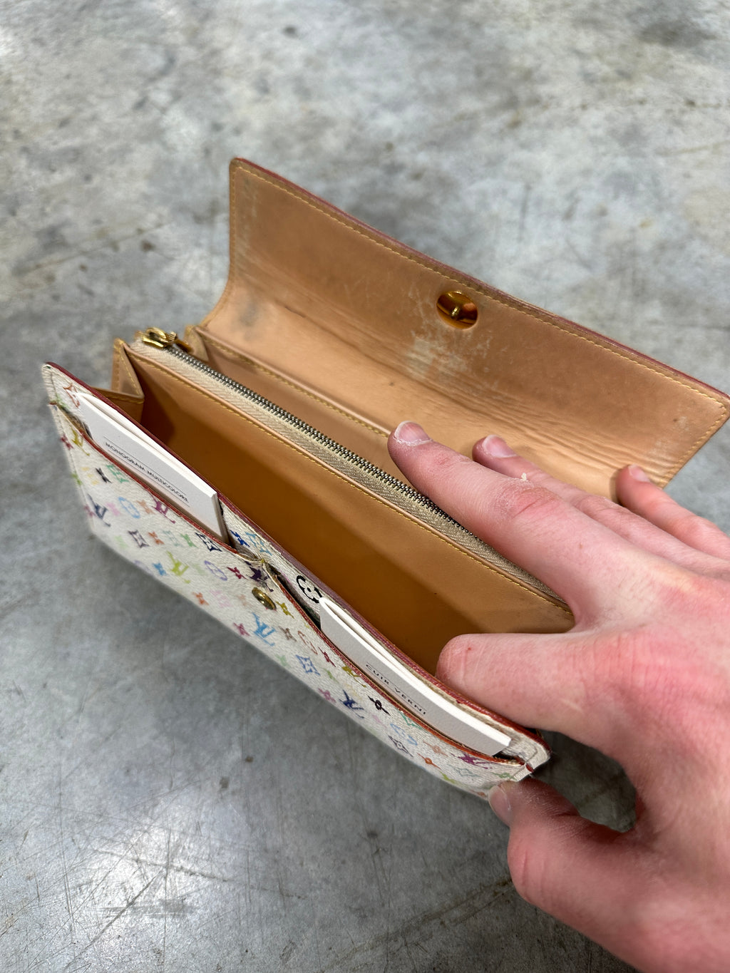 LOUIS VUITTON Monogram Multicolor Sarah Wallet White