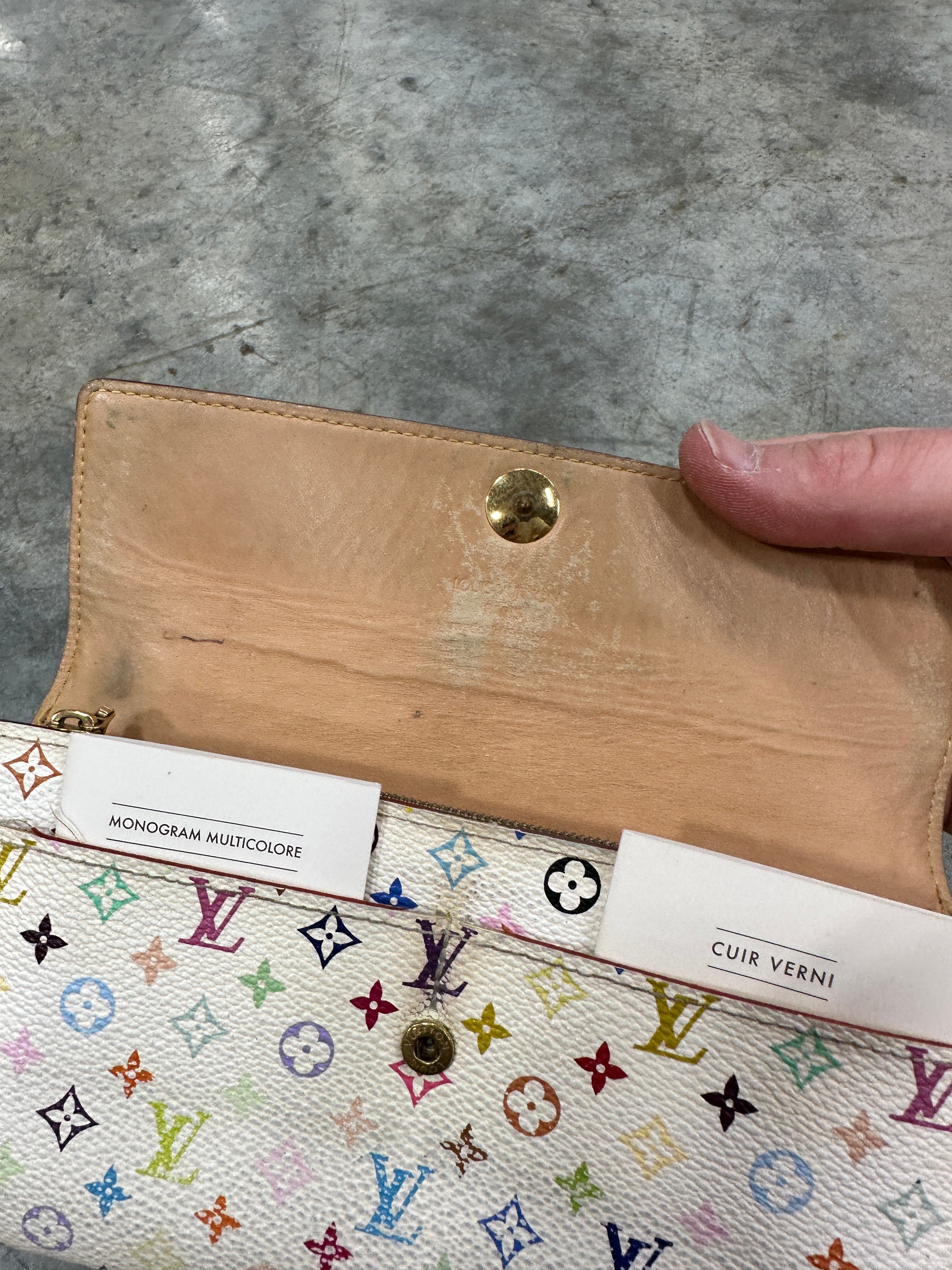 LOUIS VUITTON Monogram Multicolor Sarah Wallet White