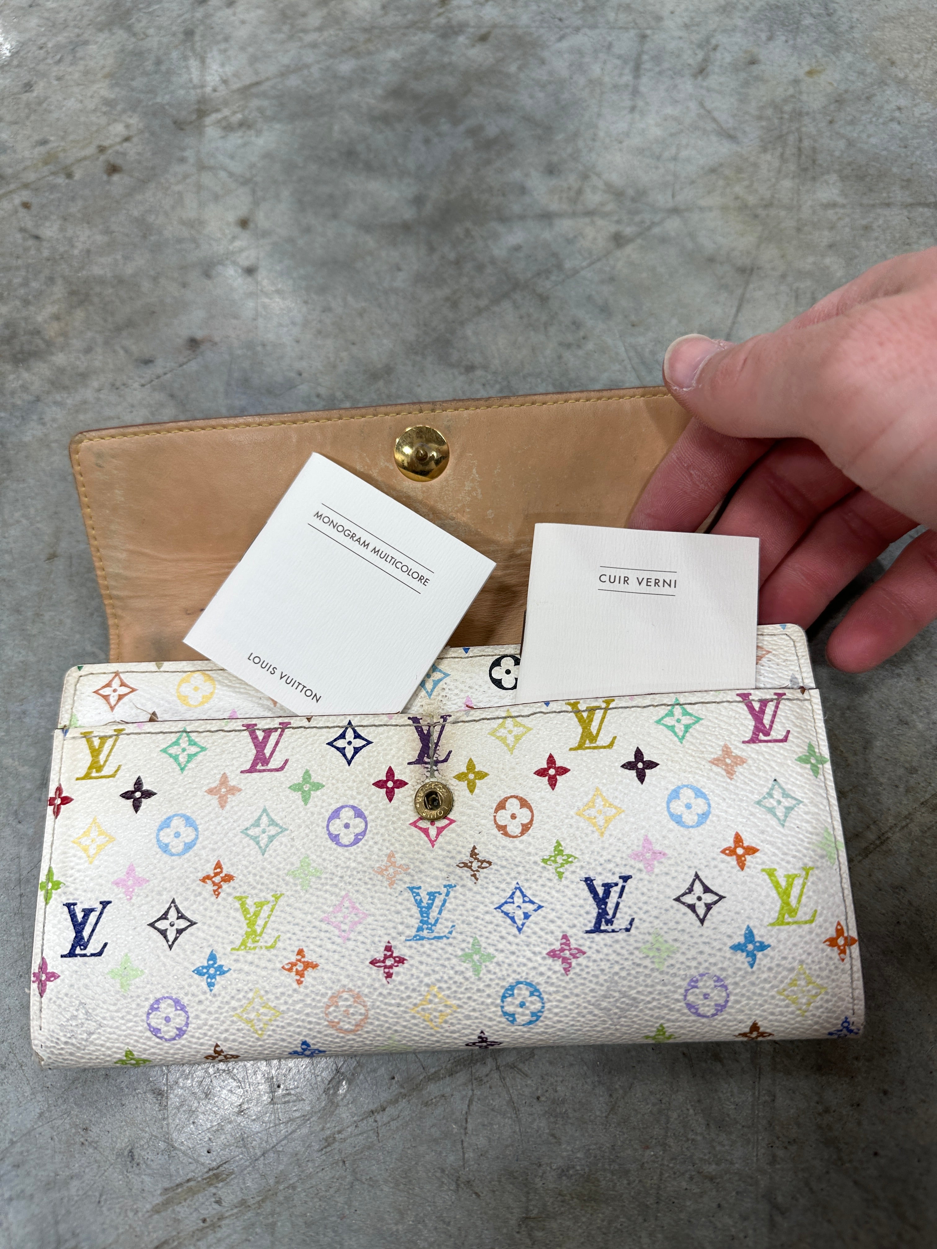LOUIS VUITTON Monogram Multicolor Sarah Wallet White