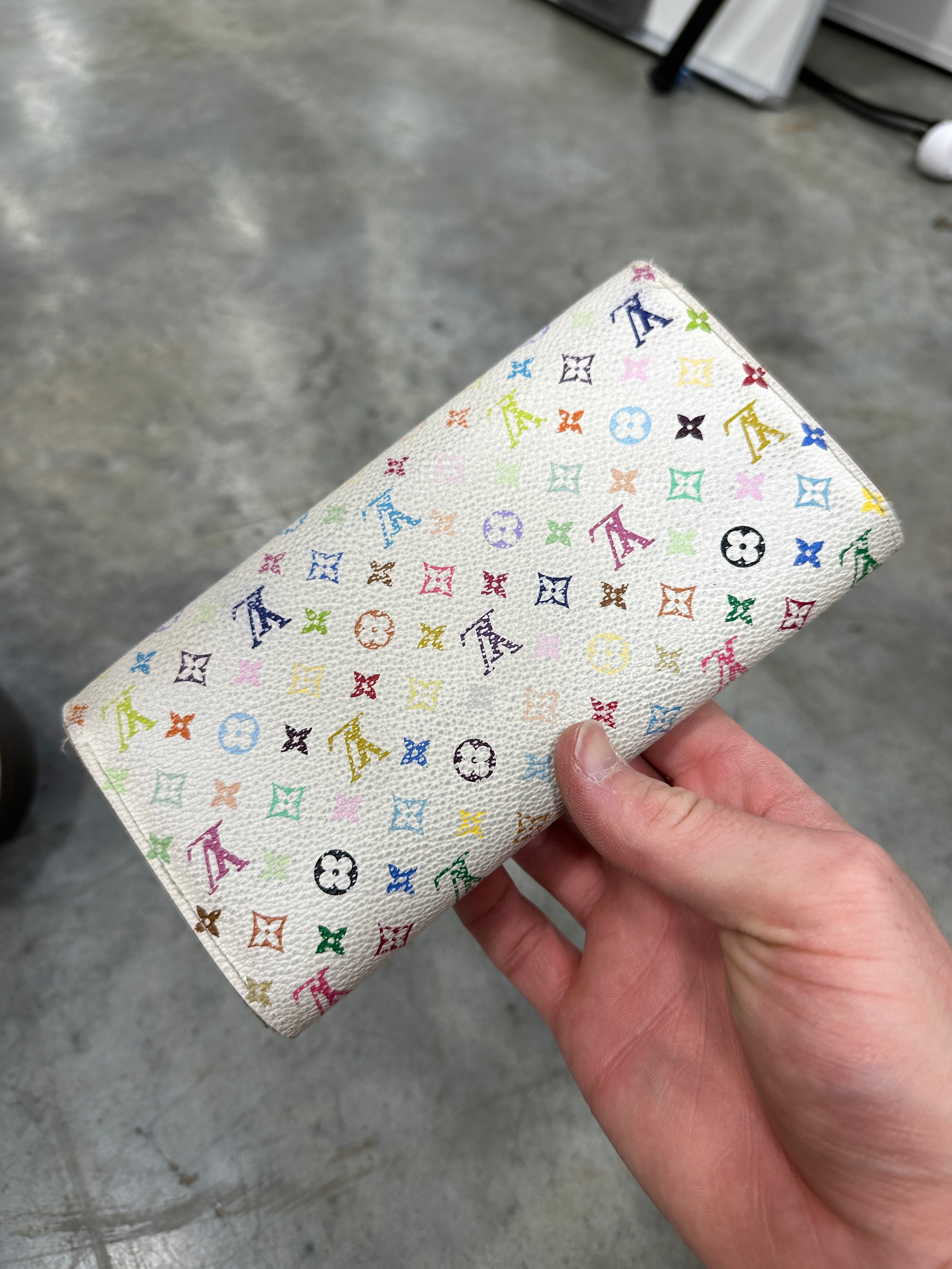 LOUIS VUITTON Monogram Multicolor Sarah Wallet White