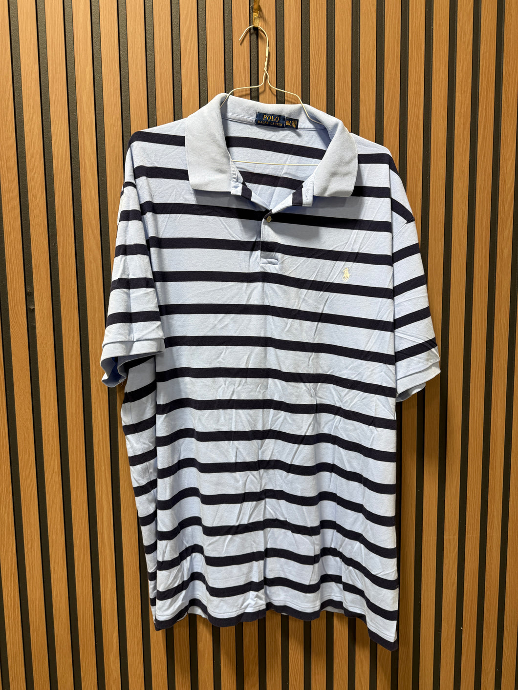 Polo Striped Shirt Baby Blue Grey/Dark Blue Sz 3XL