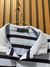 Load image into Gallery viewer, Polo Striped Shirt Baby Blue Grey/Dark Blue Sz 3XL
