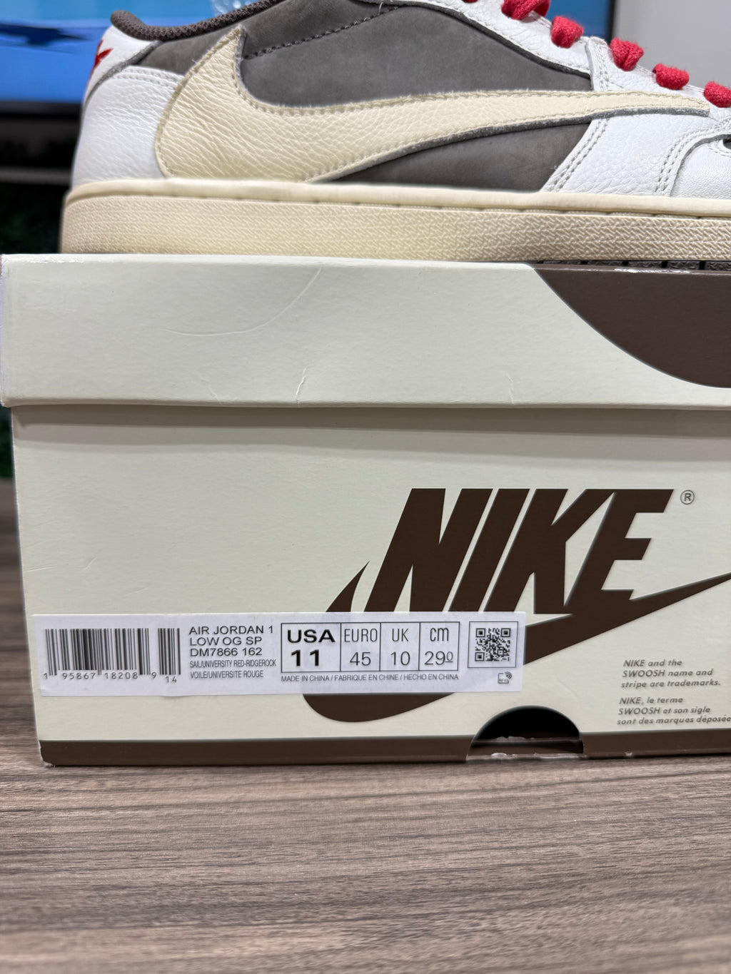 Travis Scott Jordan 1 Low Reverse Mocha Sz 11