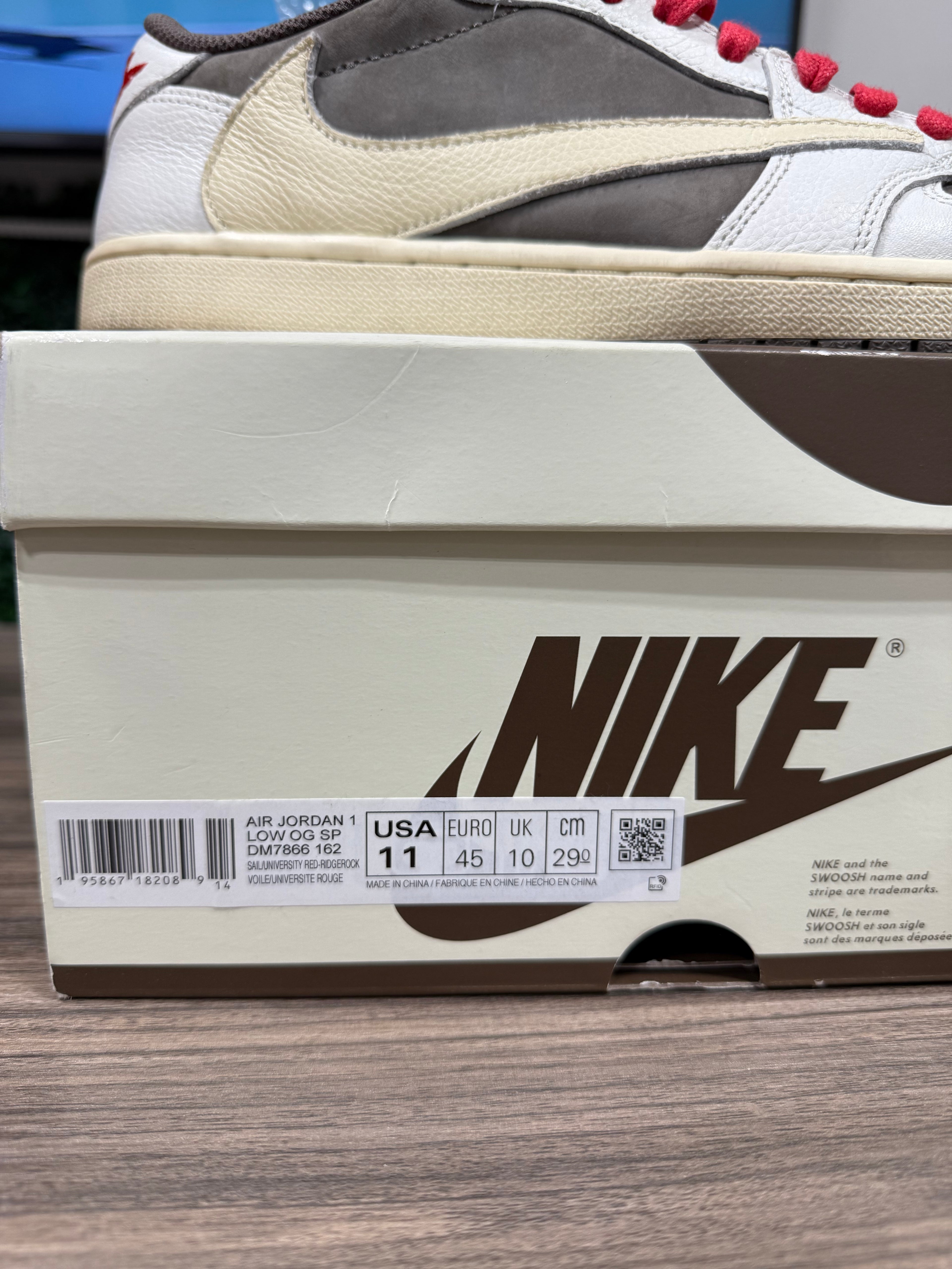 Travis Scott Jordan 1 Low Reverse Mocha Sz 11