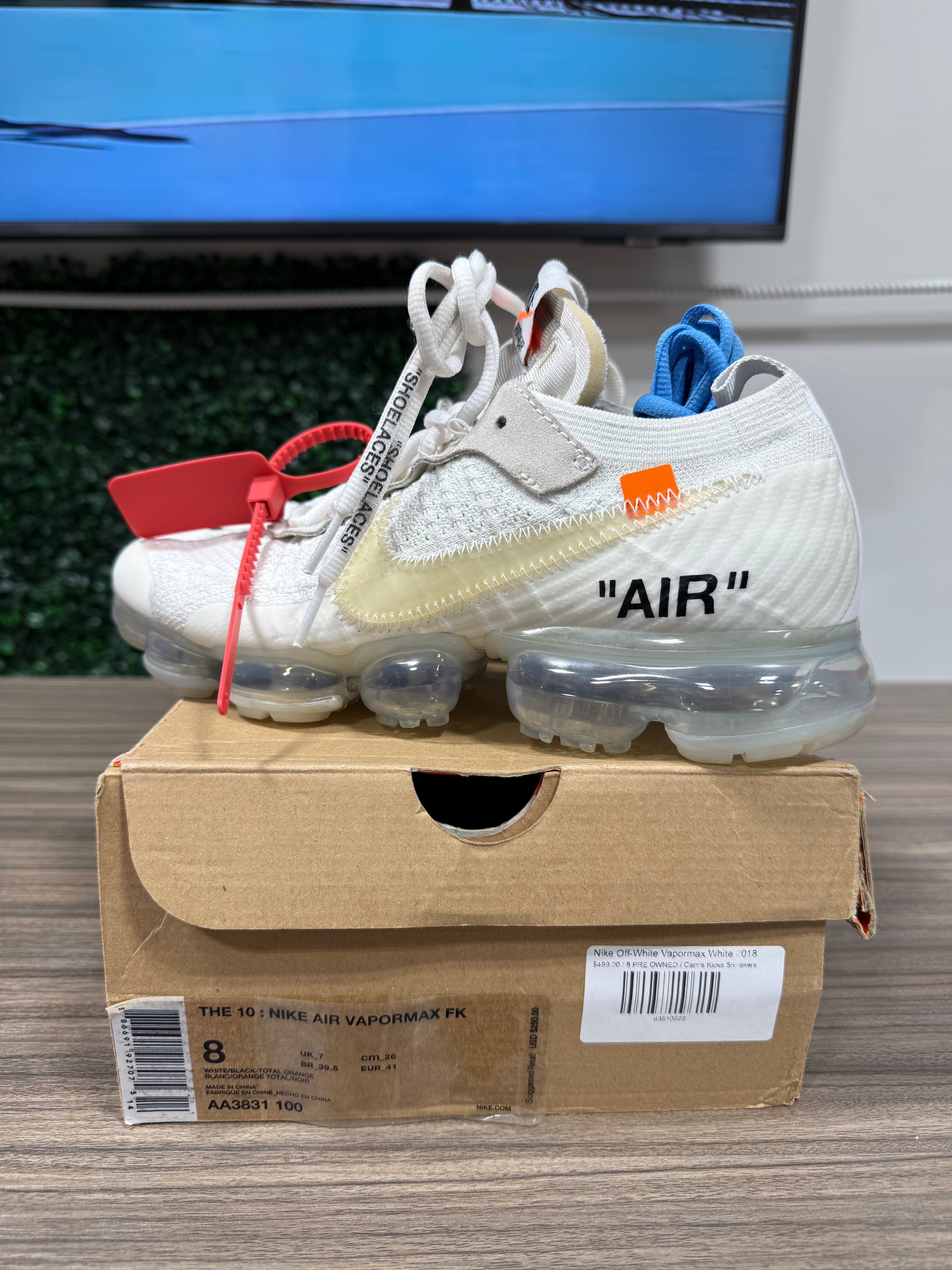 Off White x Nike Vapormax White Sz 8