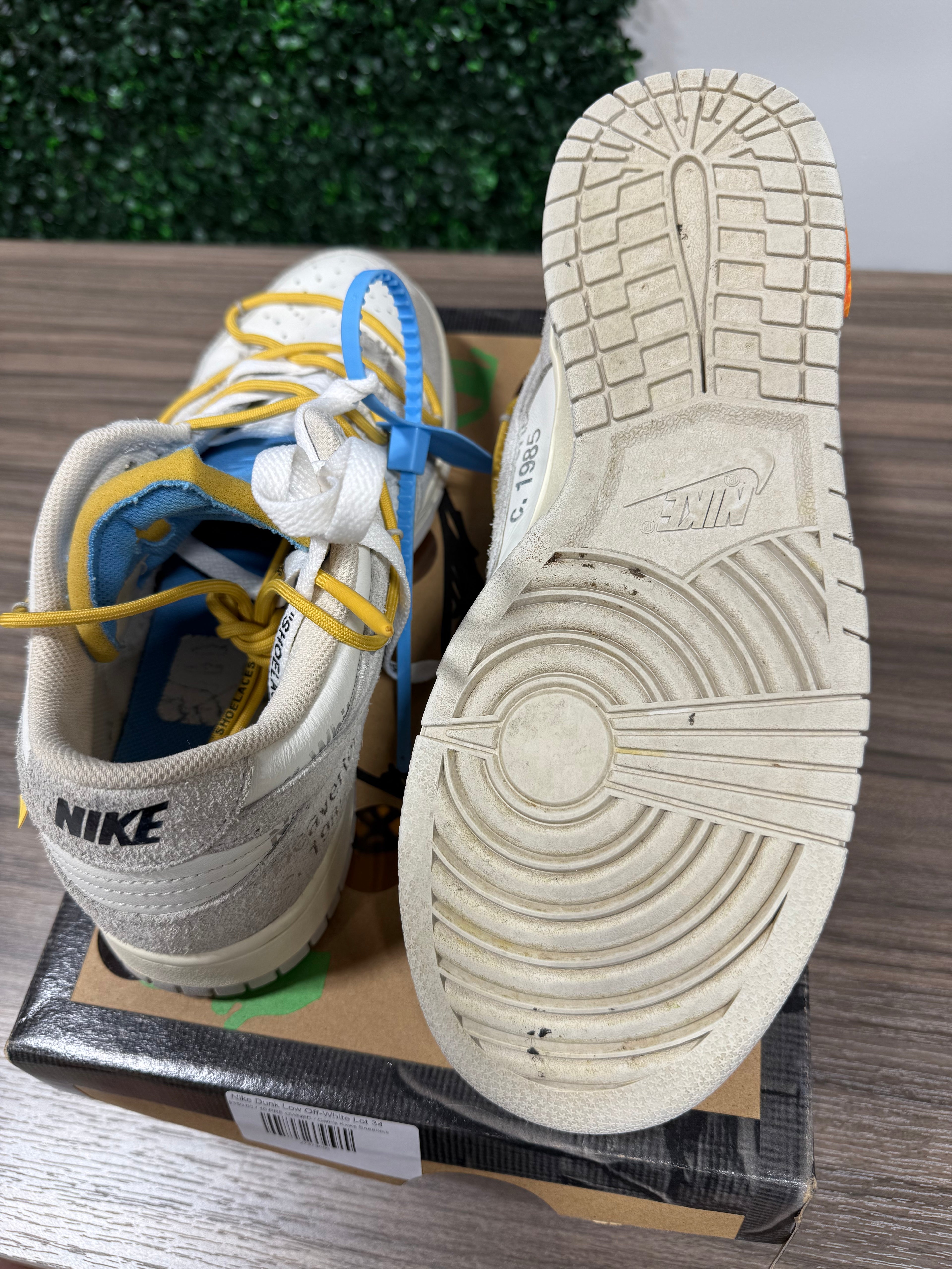 Off White x Nike Dunk Low Lot 34 Sz 10