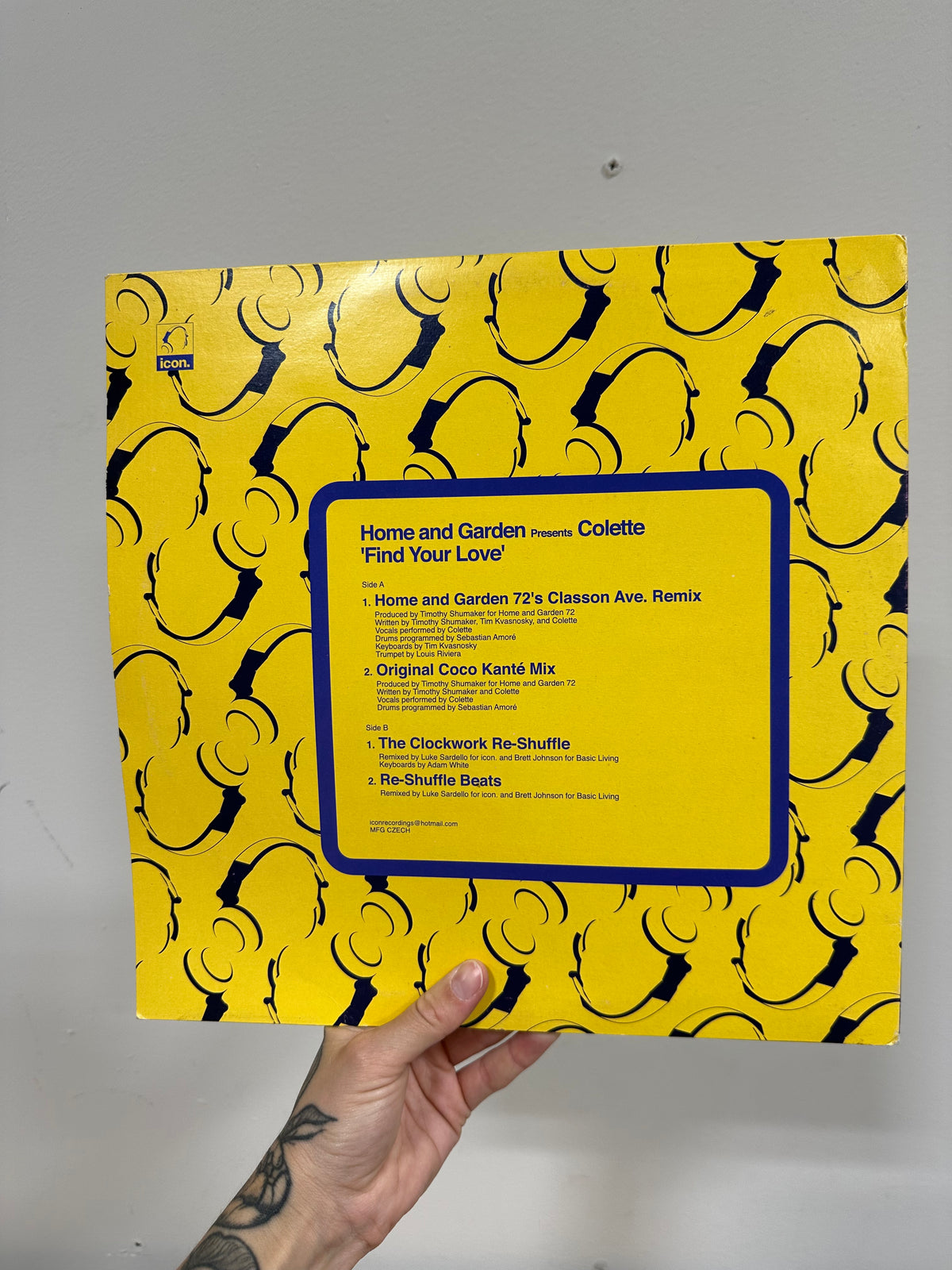 Home & Garden Presents Colette – Find Your Love 12" Vinyl EP (2000, Icon Recordings – ICON 003)