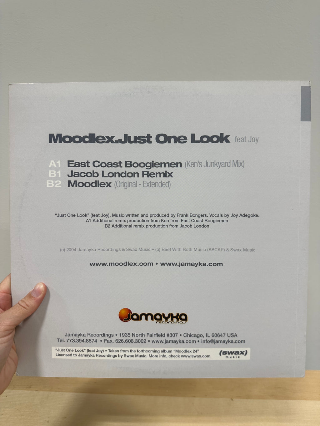 Moodlex – Just One Look (feat. Joy) 12" Vinyl Single (2004, Jamayka Recordings – JMK 014) US Pressing