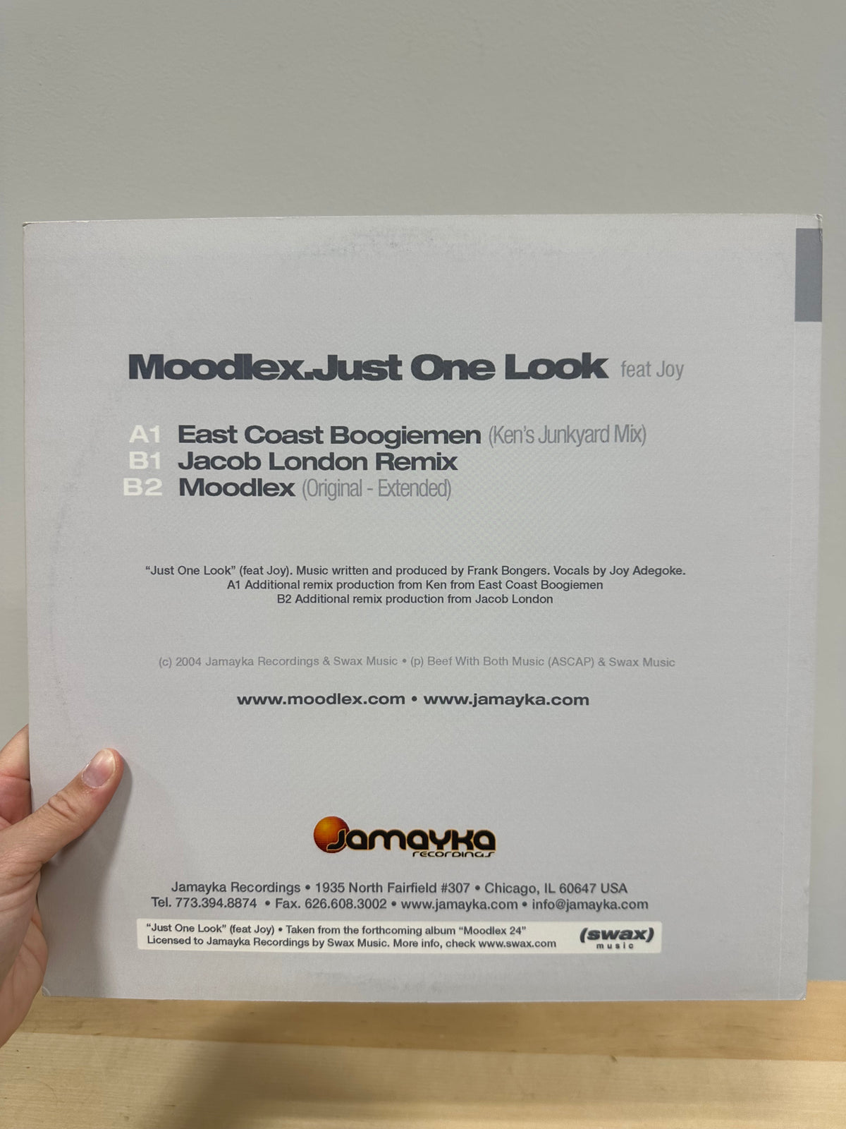 Moodlex – Just One Look (feat. Joy) 12" Vinyl Single (2004, Jamayka Recordings – JMK 014) US Pressing