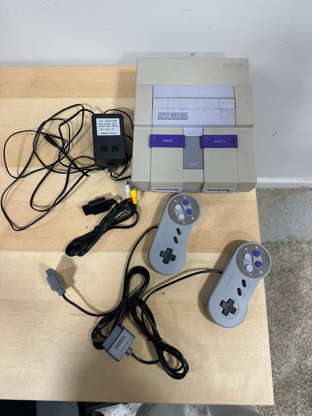 Super Nintendo SNES Console Bundle with 2 Controllers & Cables