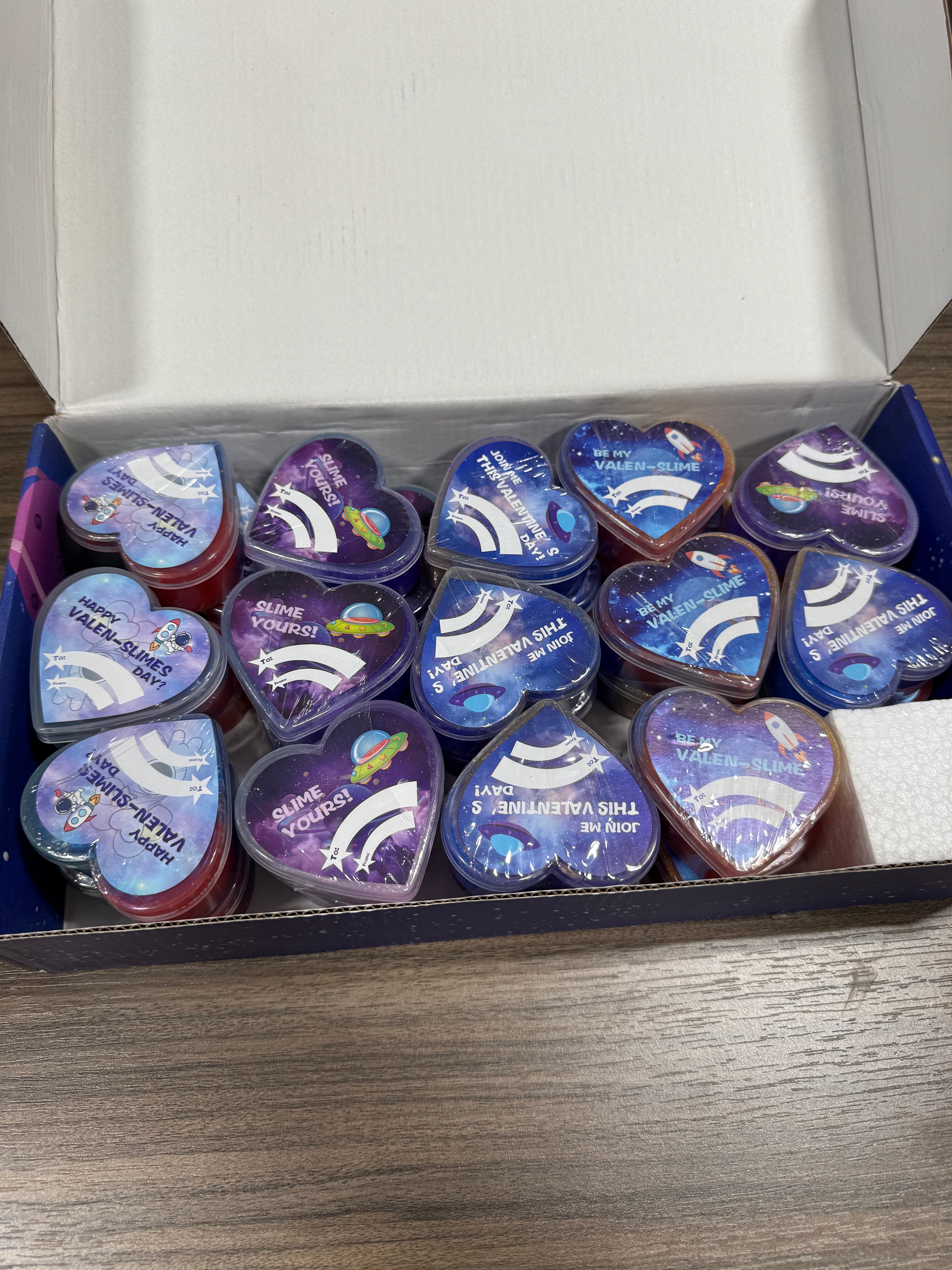 28 PCS Galaxy Slime Valentines Day