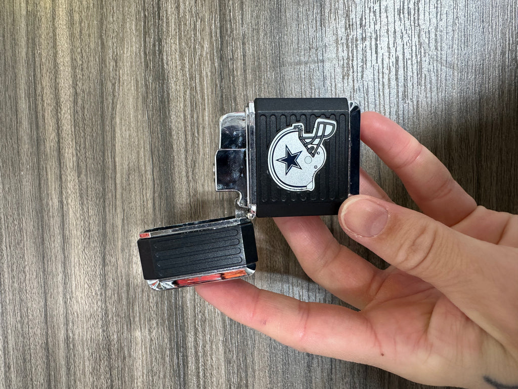 Dallas Cowboys Torch Lighter - Black Rubber Grip Flip Top (Collectible NFL Gear)