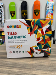 OugerToy Magnetic Tiles,104PCS Magnetic Building Tiles for Kids