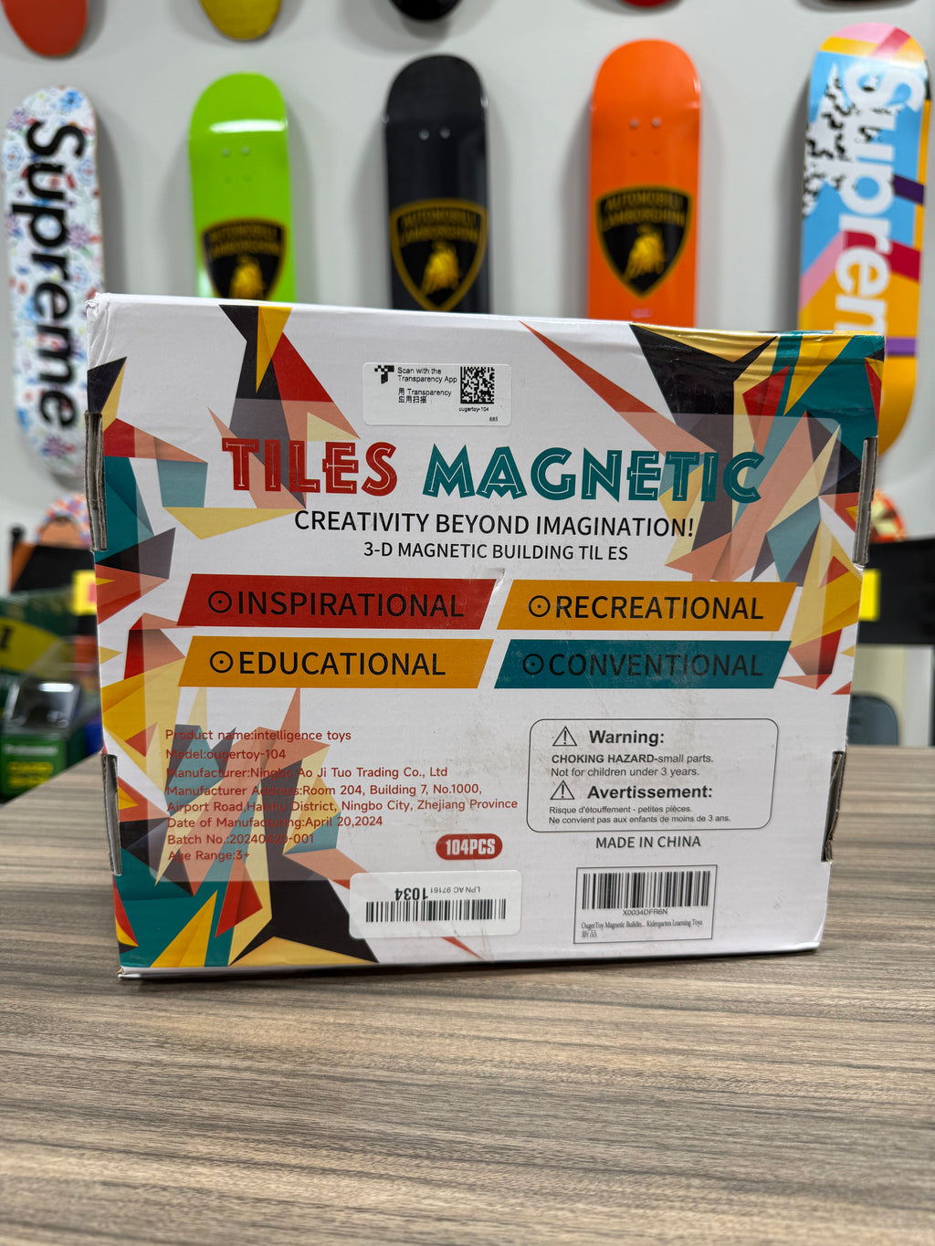 OugerToy Magnetic Tiles,104PCS Magnetic Building Tiles for Kids