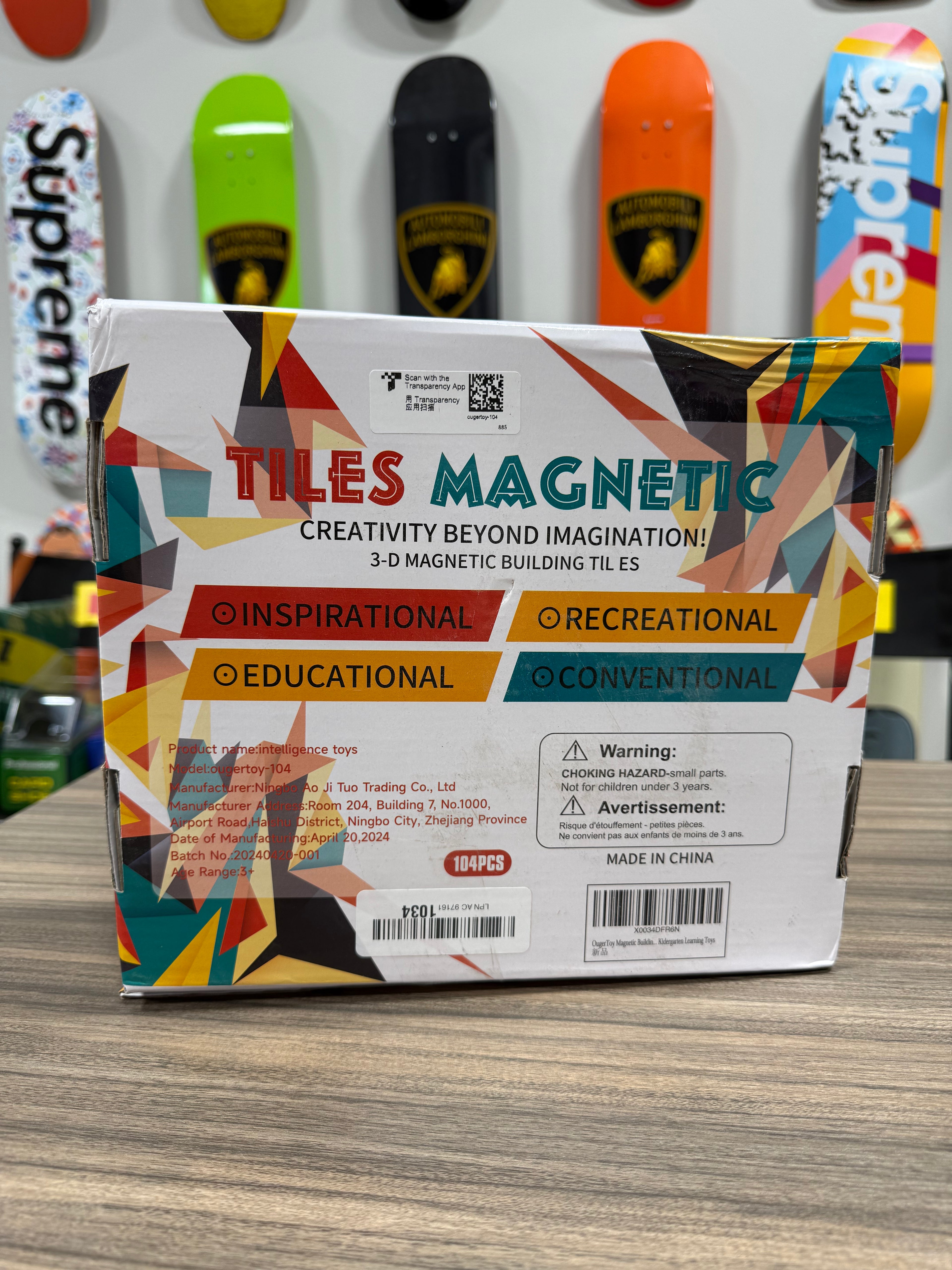 OugerToy Magnetic Tiles,104PCS Magnetic Building Tiles for Kids