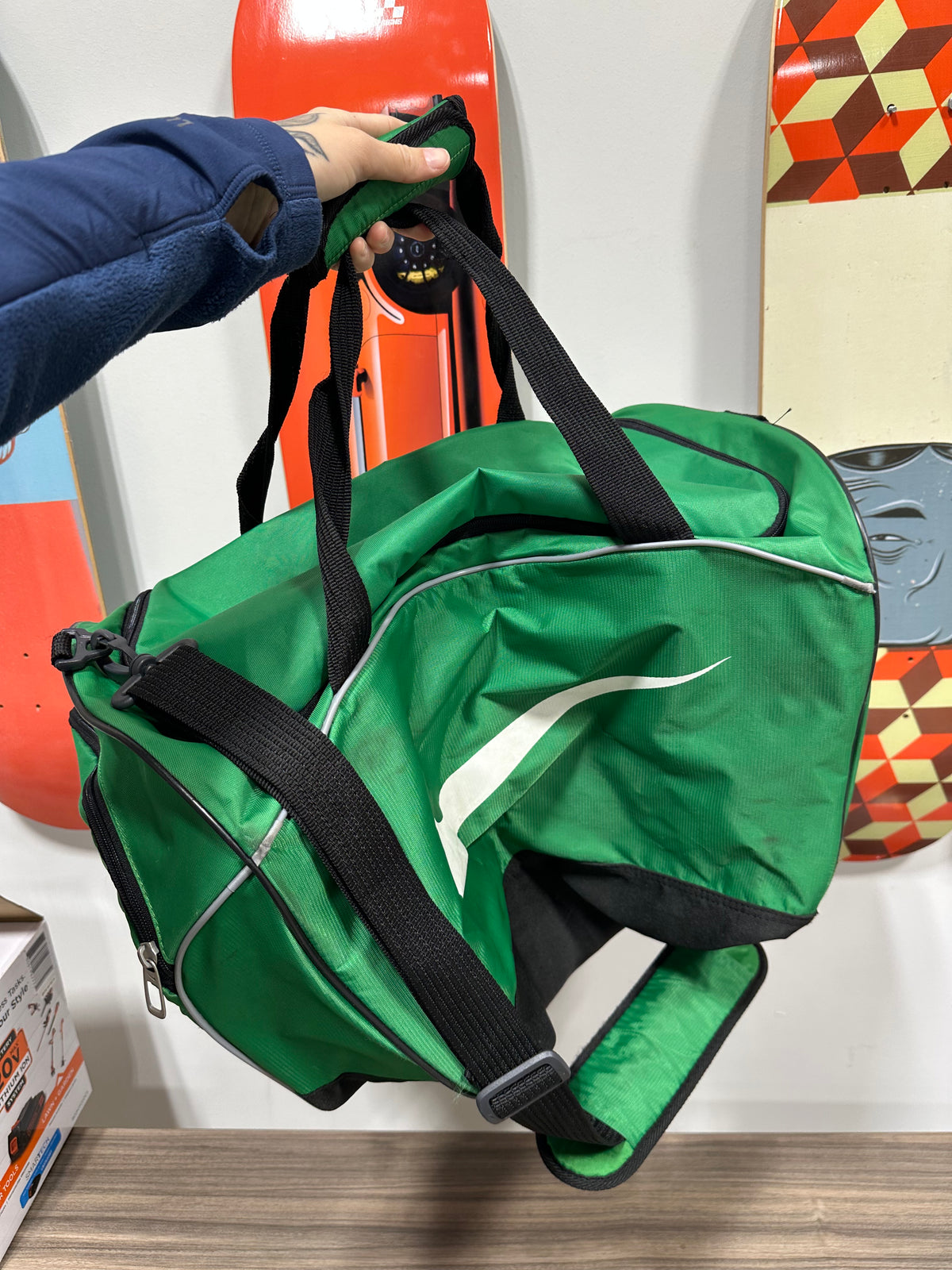 Nike Team Training Duffel Bag Medium Green Black Gym Travel Sports Duffle