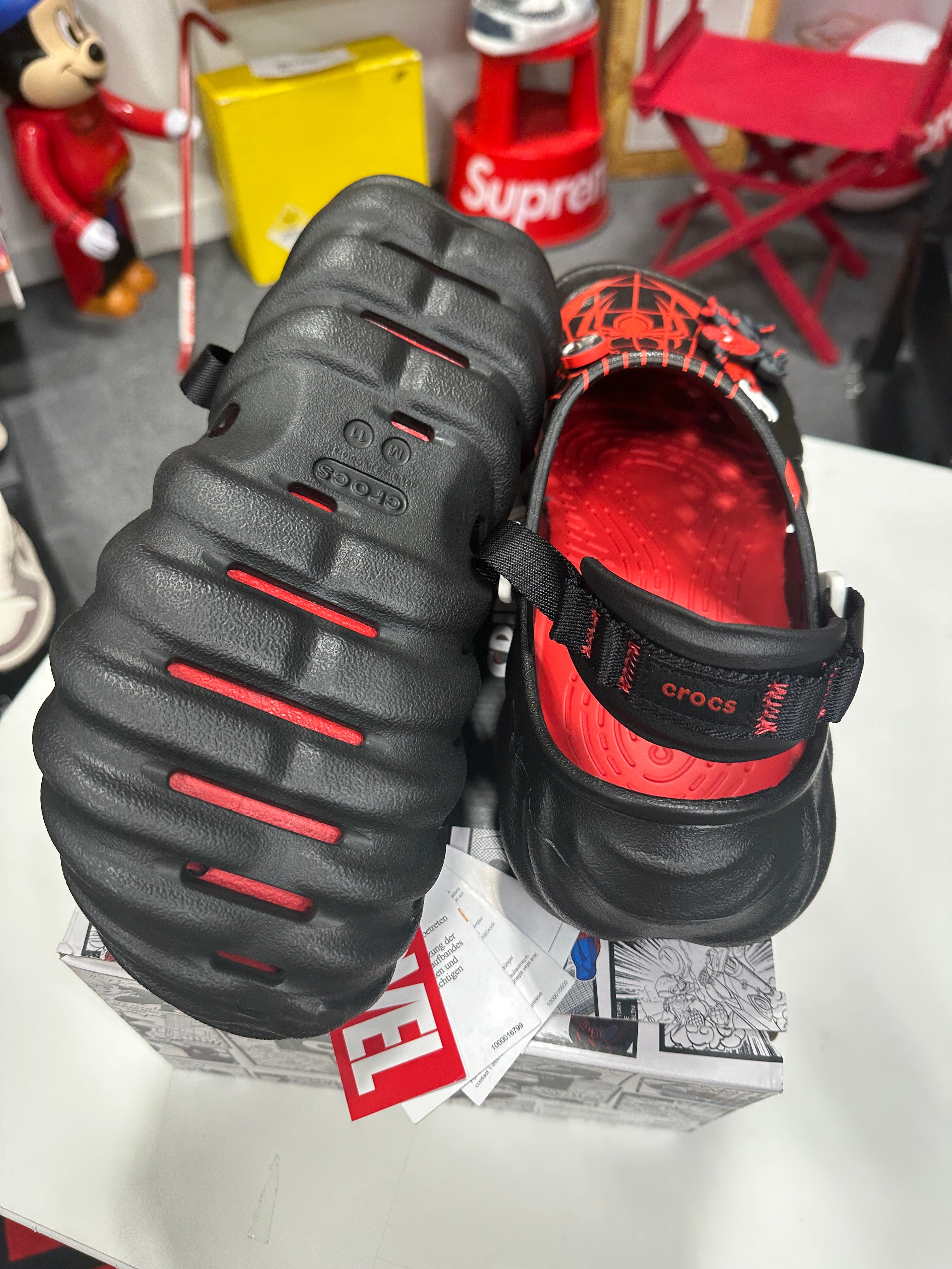Spiderman Crocs Black Sz 11