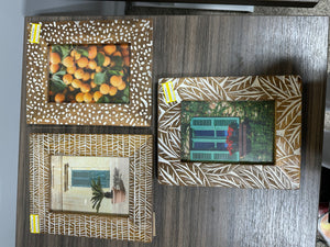 Opalhouse Target Wooden 4x6 Photo Frames Boho Hand Carved India - Lot of 3