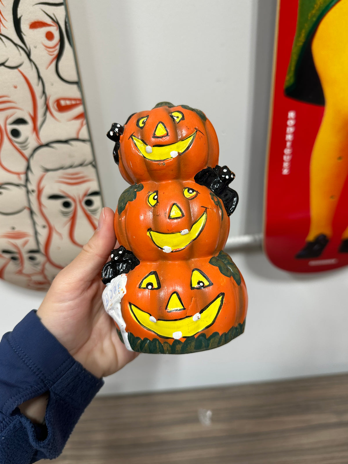 Halloween Stackable Ceramic Jack-O-Lantern Pumpkin Tower Tabletop Decor