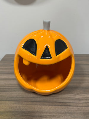 Hyde & EEK! Halloween Figural Ceramic Pumpkin Candy Dish Open Mouth