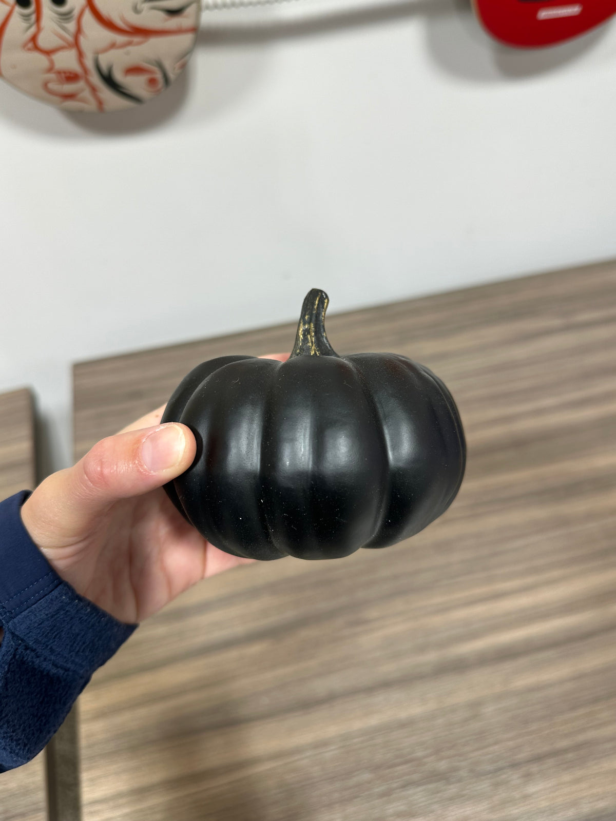 Target Hyde and EEK Boutique Matte Black Decorative Pumpkin Gold Stem Halloween