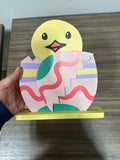 Easter Chick Hatching Egg Wooden Stand Decor