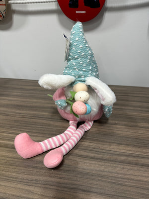 Easter Bunny Gnome Plush Shelf Sitter Sitting Figurine Long Dangling Legs NWT