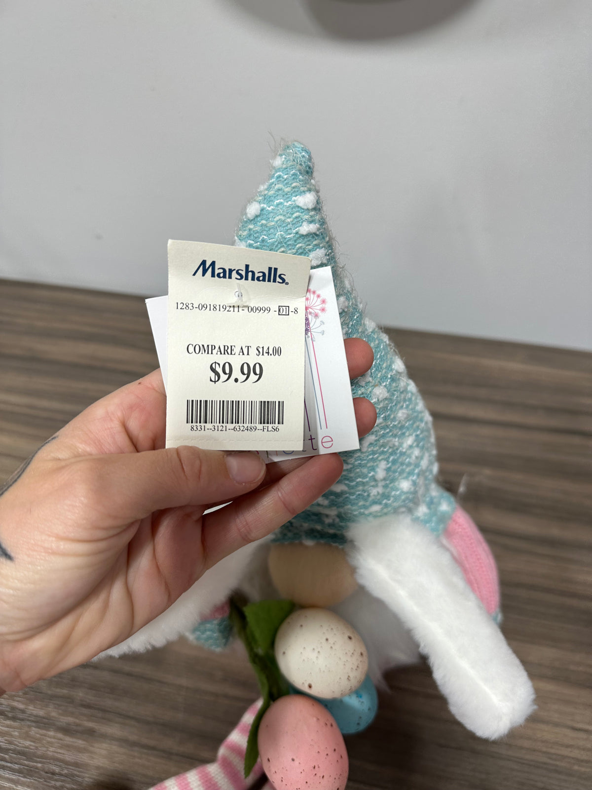 Easter Bunny Gnome Plush Shelf Sitter Sitting Figurine Long Dangling Legs NWT