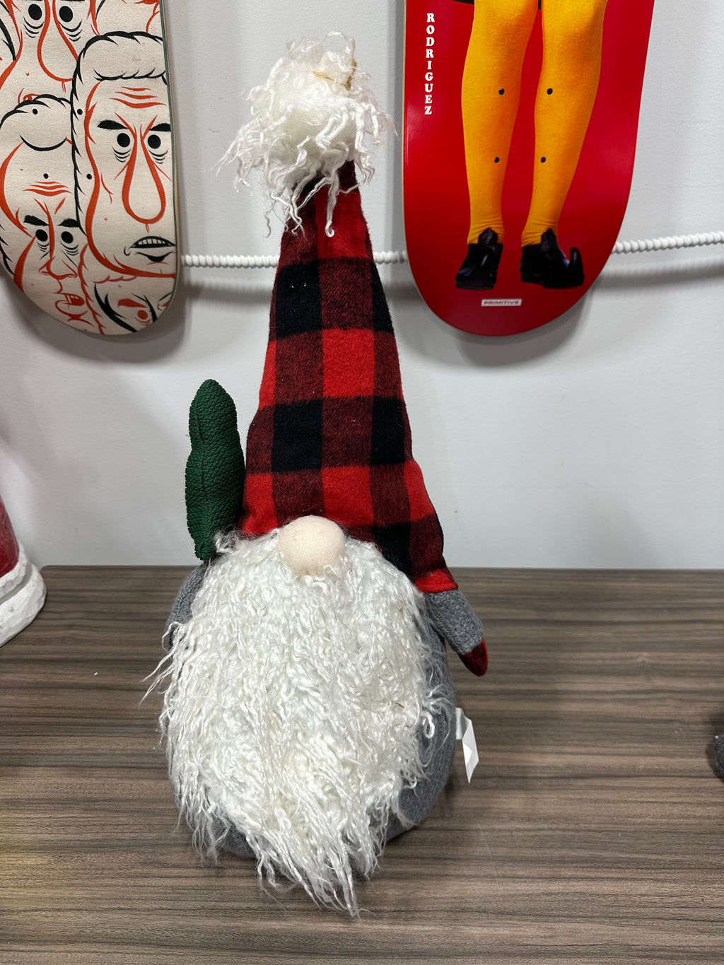 Holiday Gnome Plush Accent holding Tree